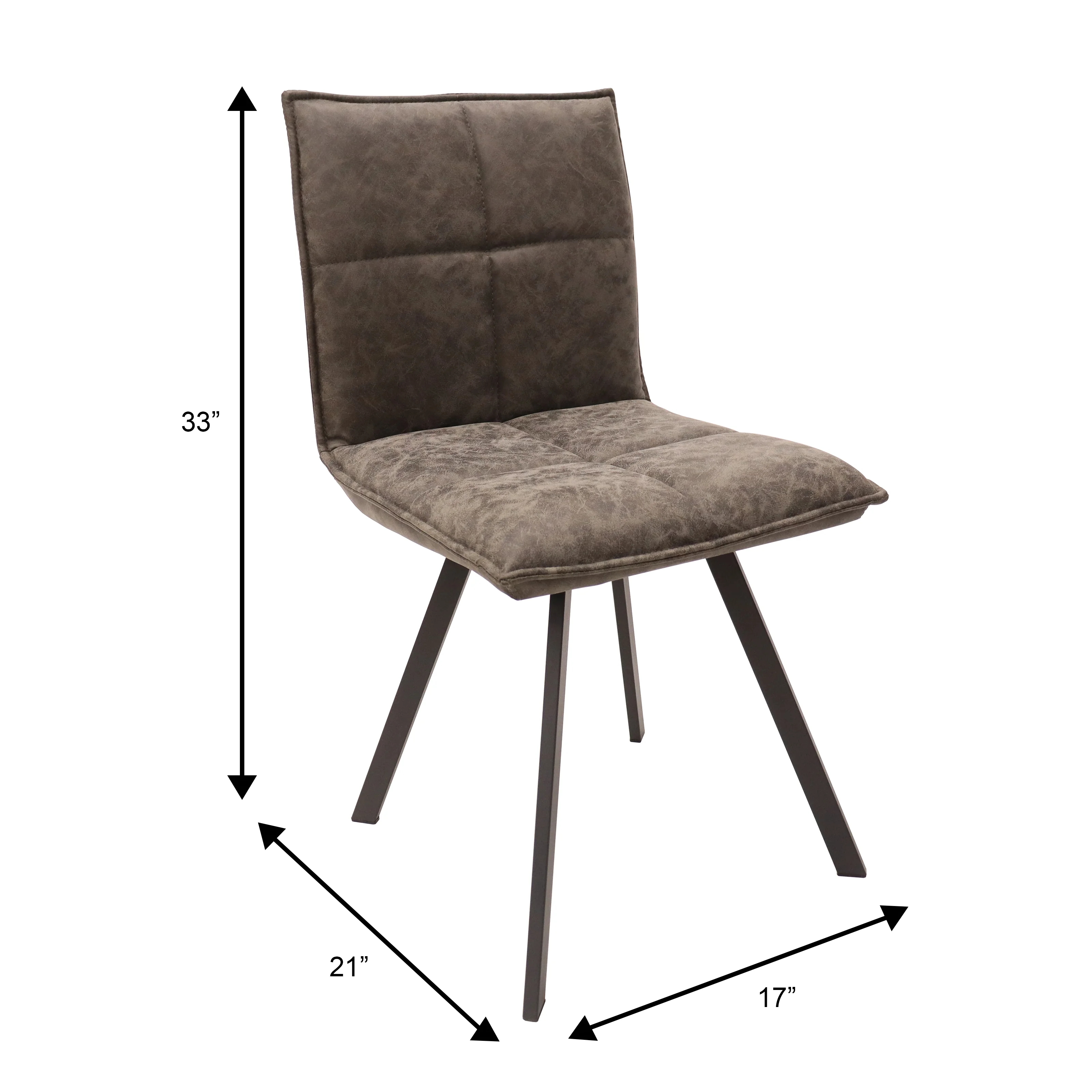 Verve 5-Piece Dining Set with 36" Round Dining Table in Black MDF Top and 4 Leather Dining Chairs in Grey