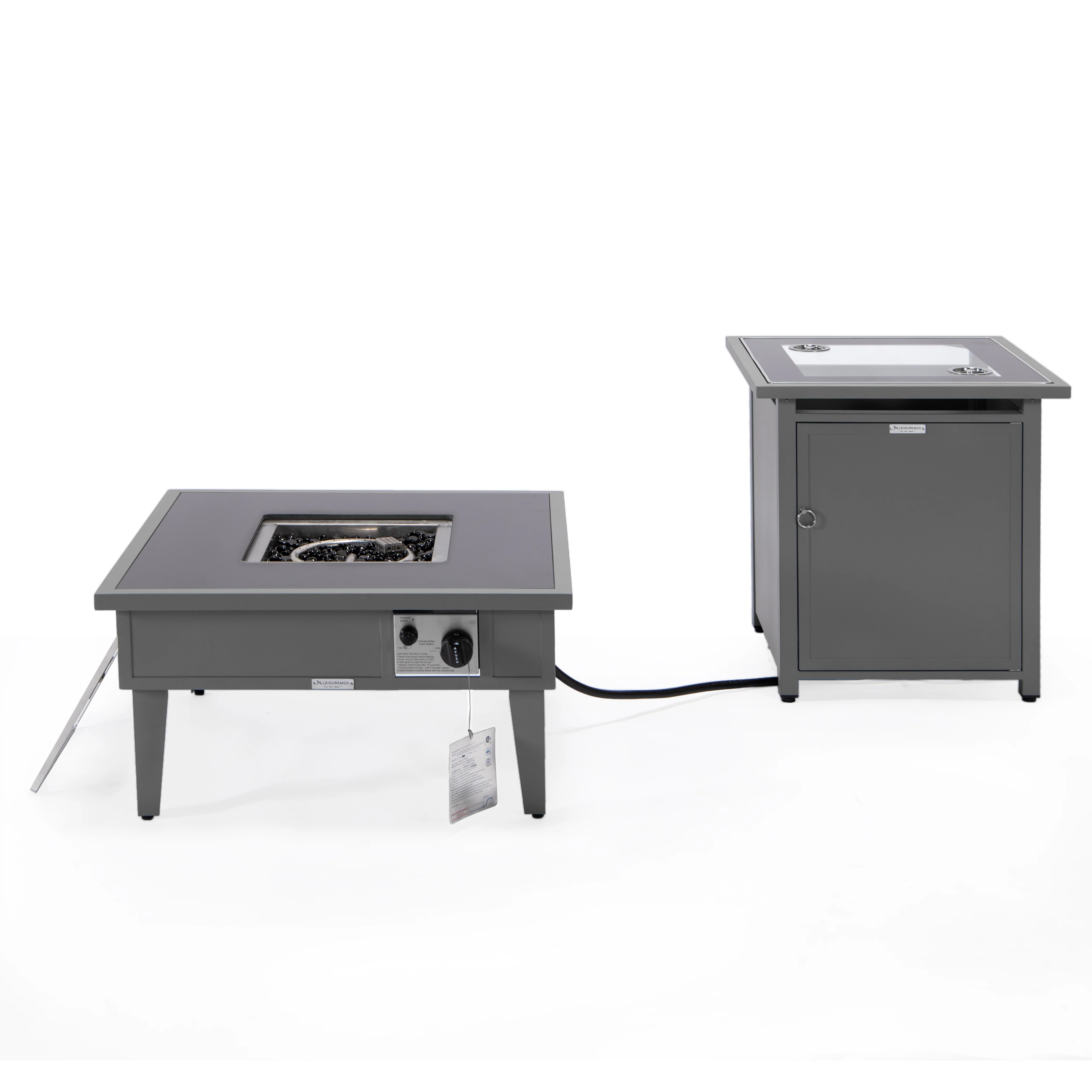 Walbrooke Patio Square Fire Pit and Tank Holder in Grey