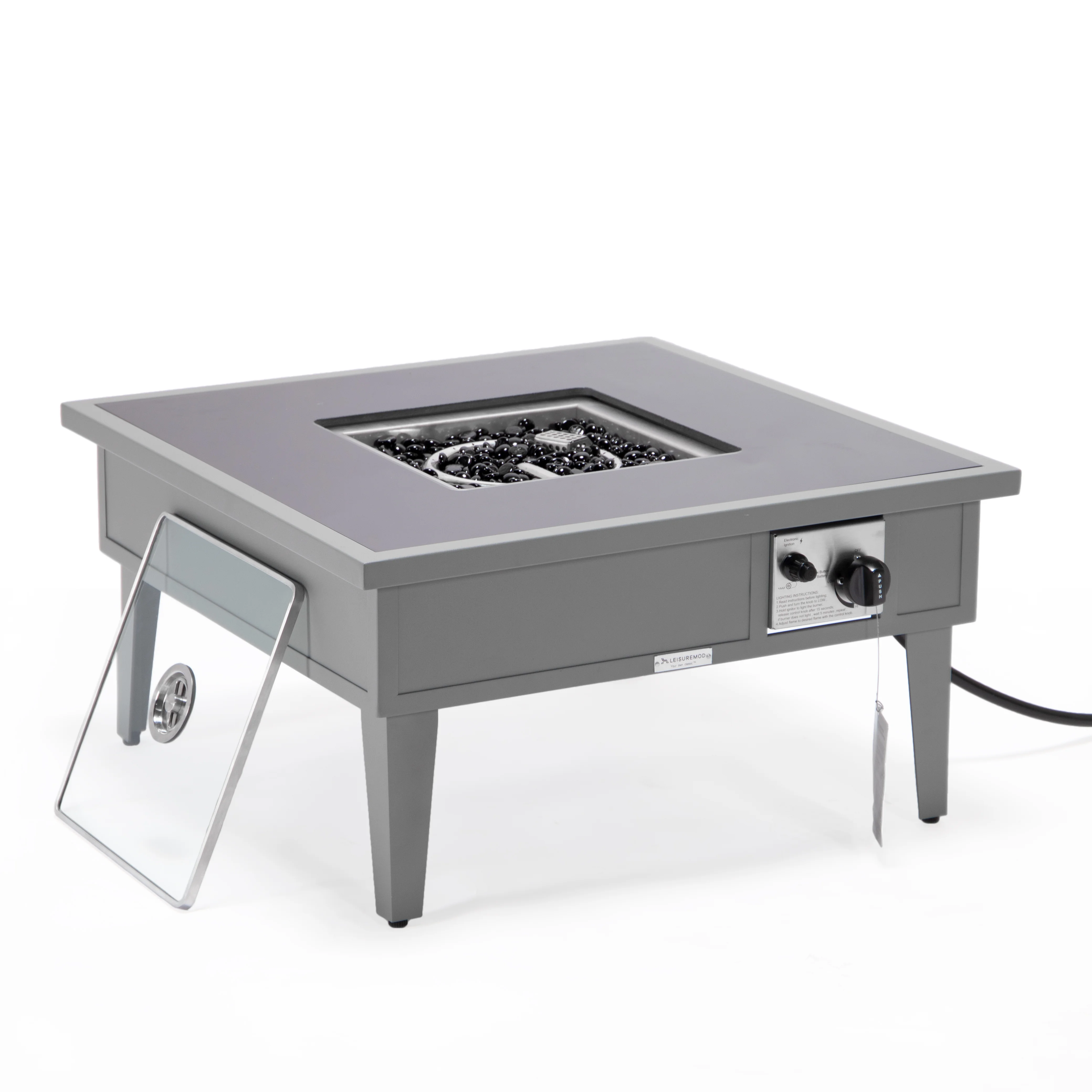 Walbrooke Patio Square Fire Pit and Tank Holder in Grey