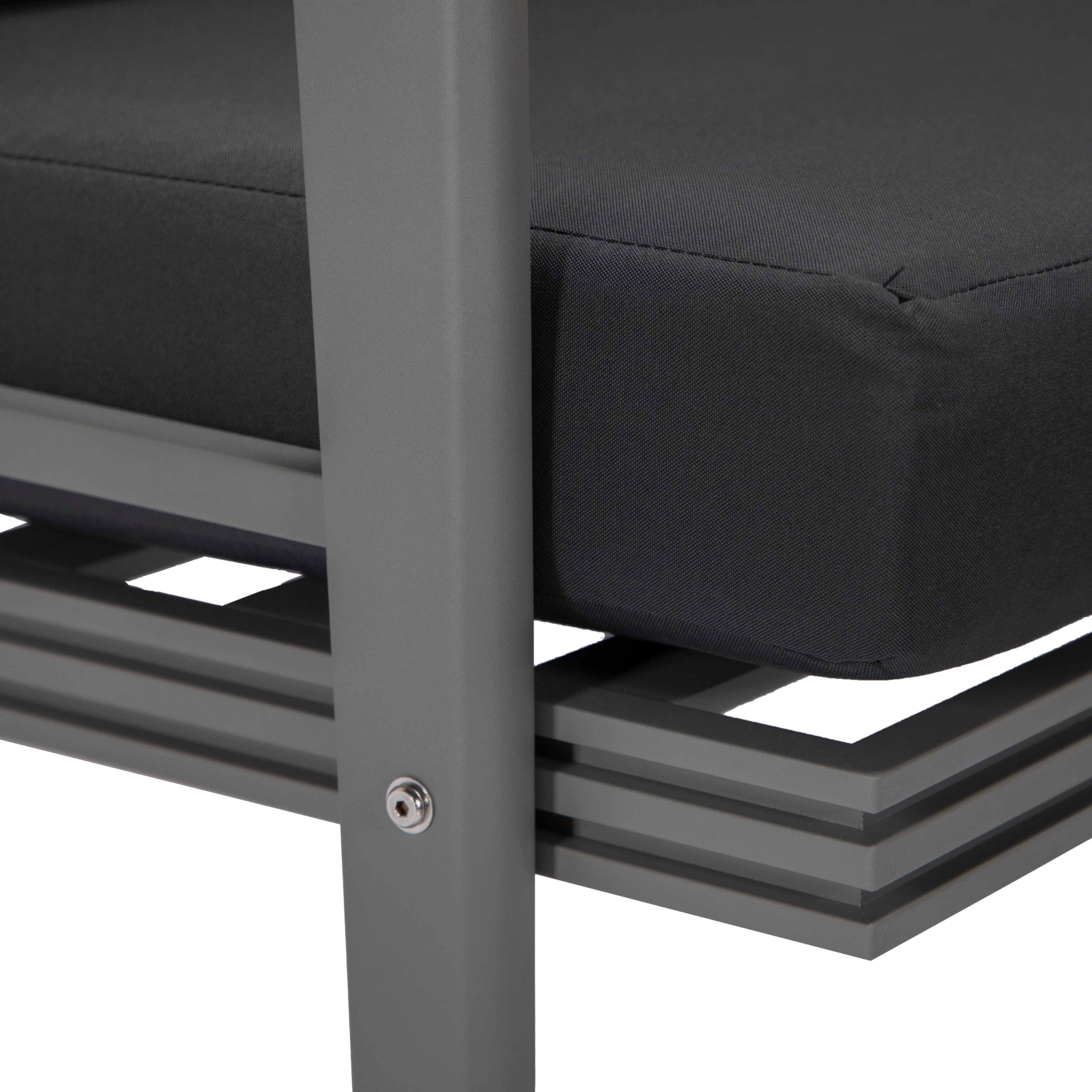 Walbrooke Modern Outdoor Patio Loveseat with Gray Aluminum Frame and Removable Cushions For Patio and Backyard Garden