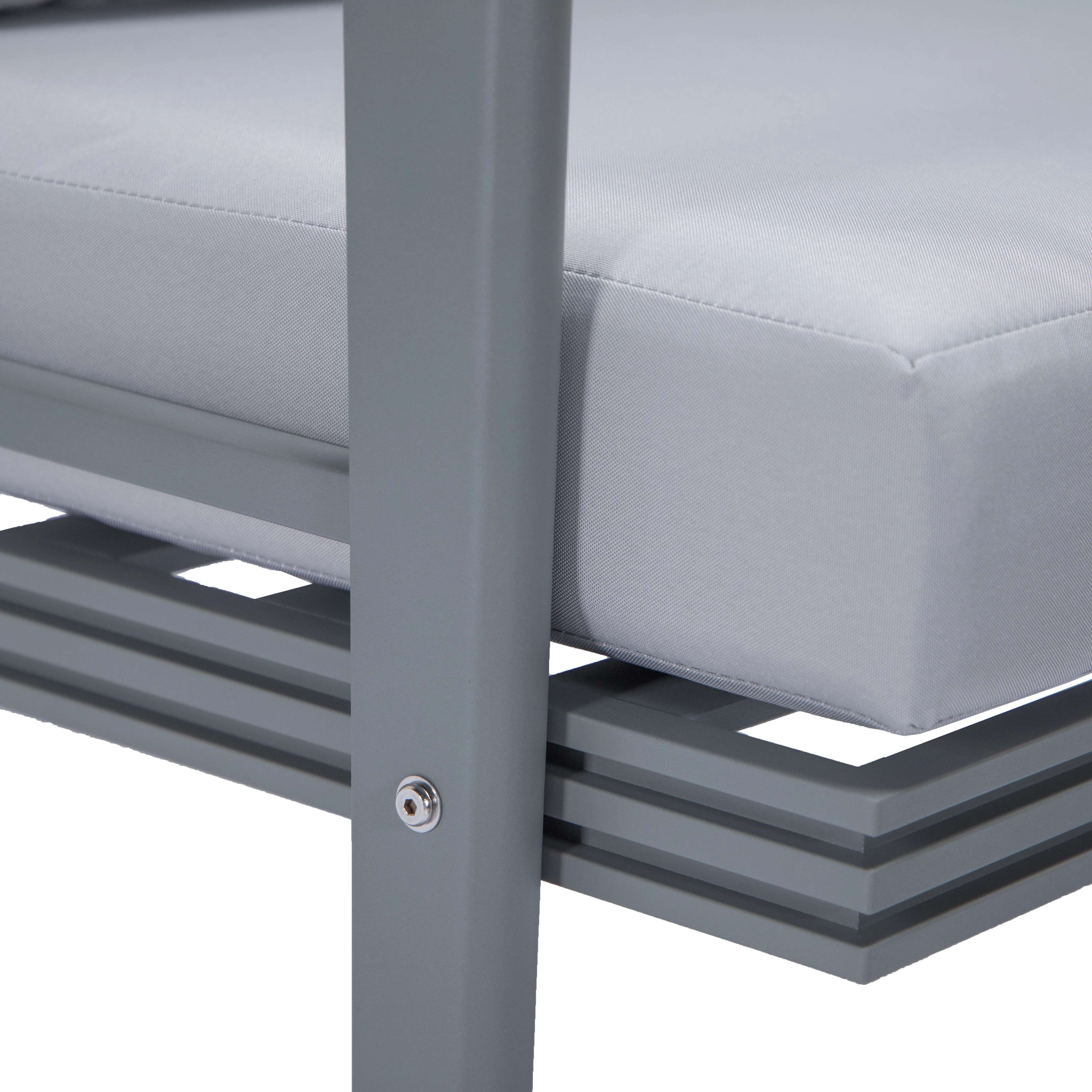 Walbrooke Modern Outdoor Patio Loveseat with Gray Aluminum Frame and Removable Cushions For Patio and Backyard Garden