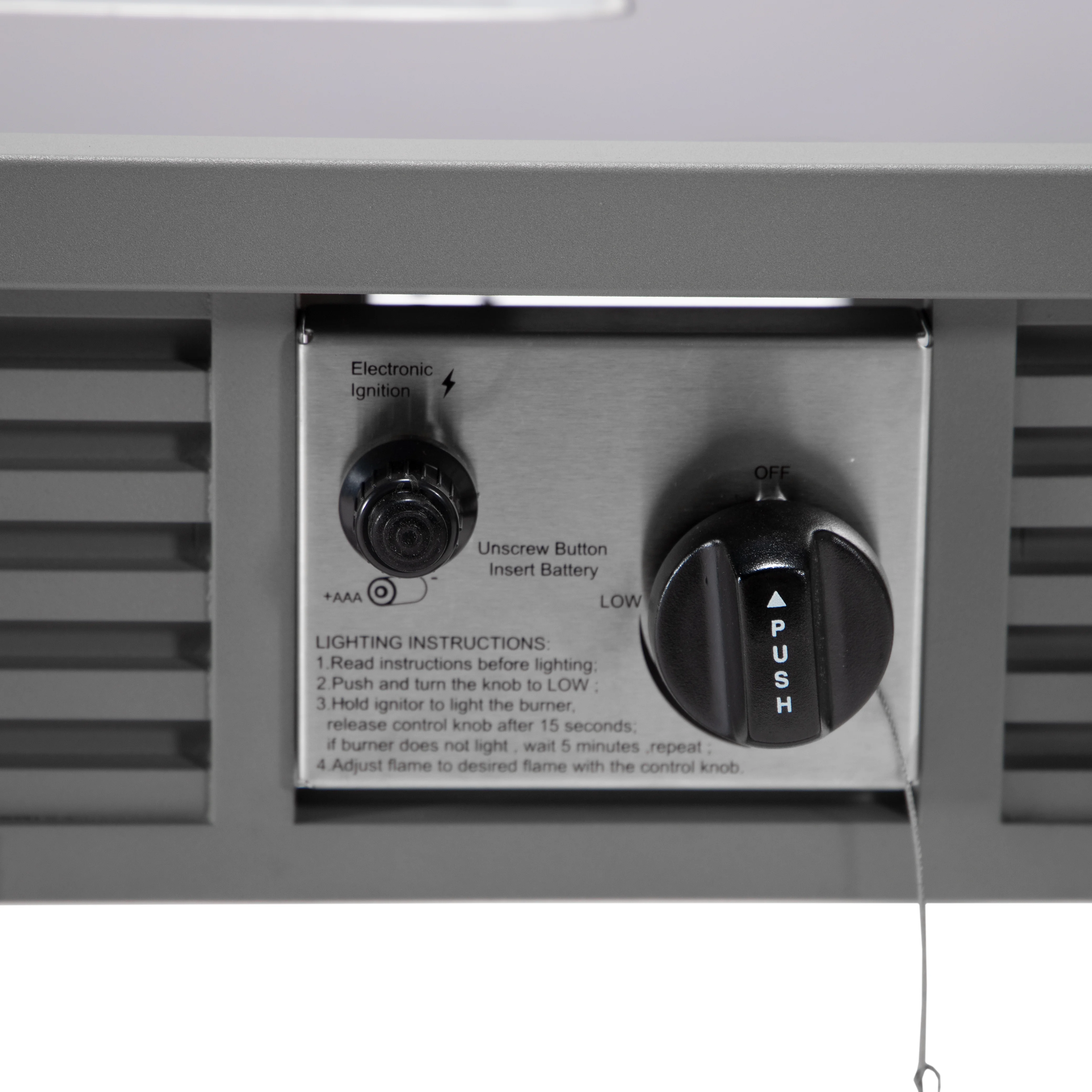 Walbrooke Patio Square Fire Pit and Tank Holder with Slats Design in Grey