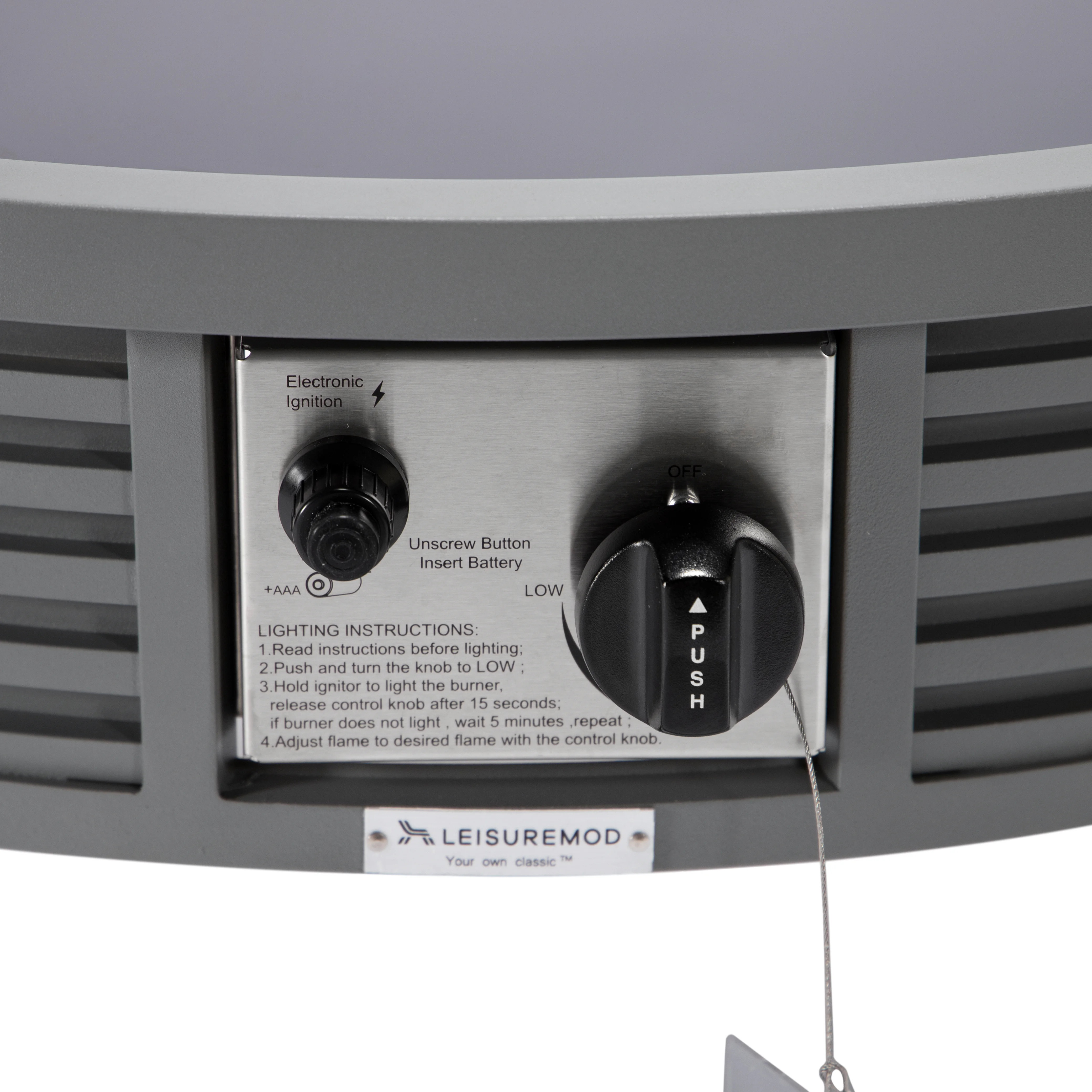 Walbrooke Patio Round Fire Pit and Tank Holder with Slats Design in Grey