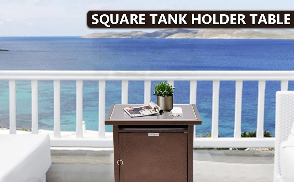 Walbrooke Brown Patio Square Tank Holder in Brown