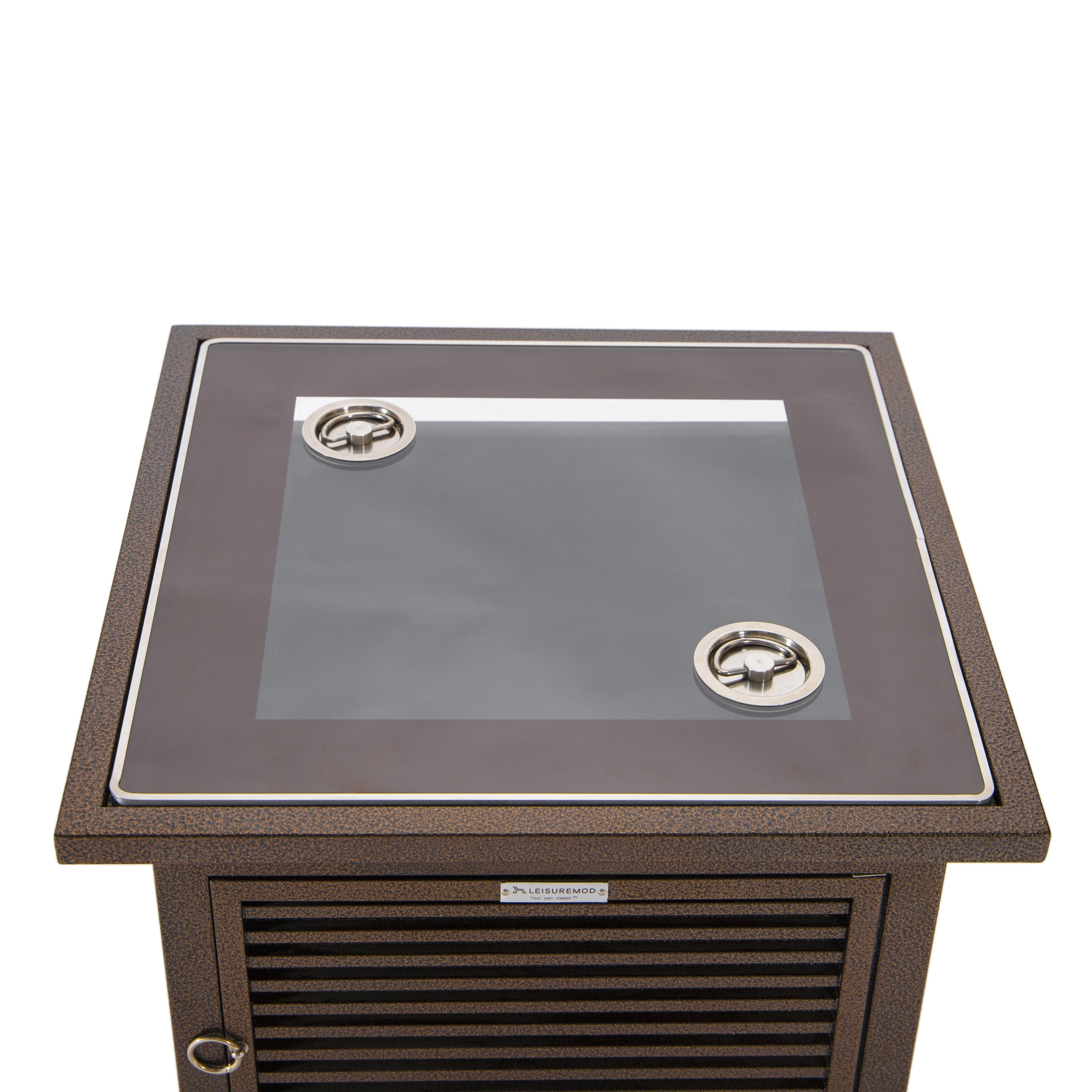 Walbrooke Brown Patio Square Tank Holder with Slats Design in Brown