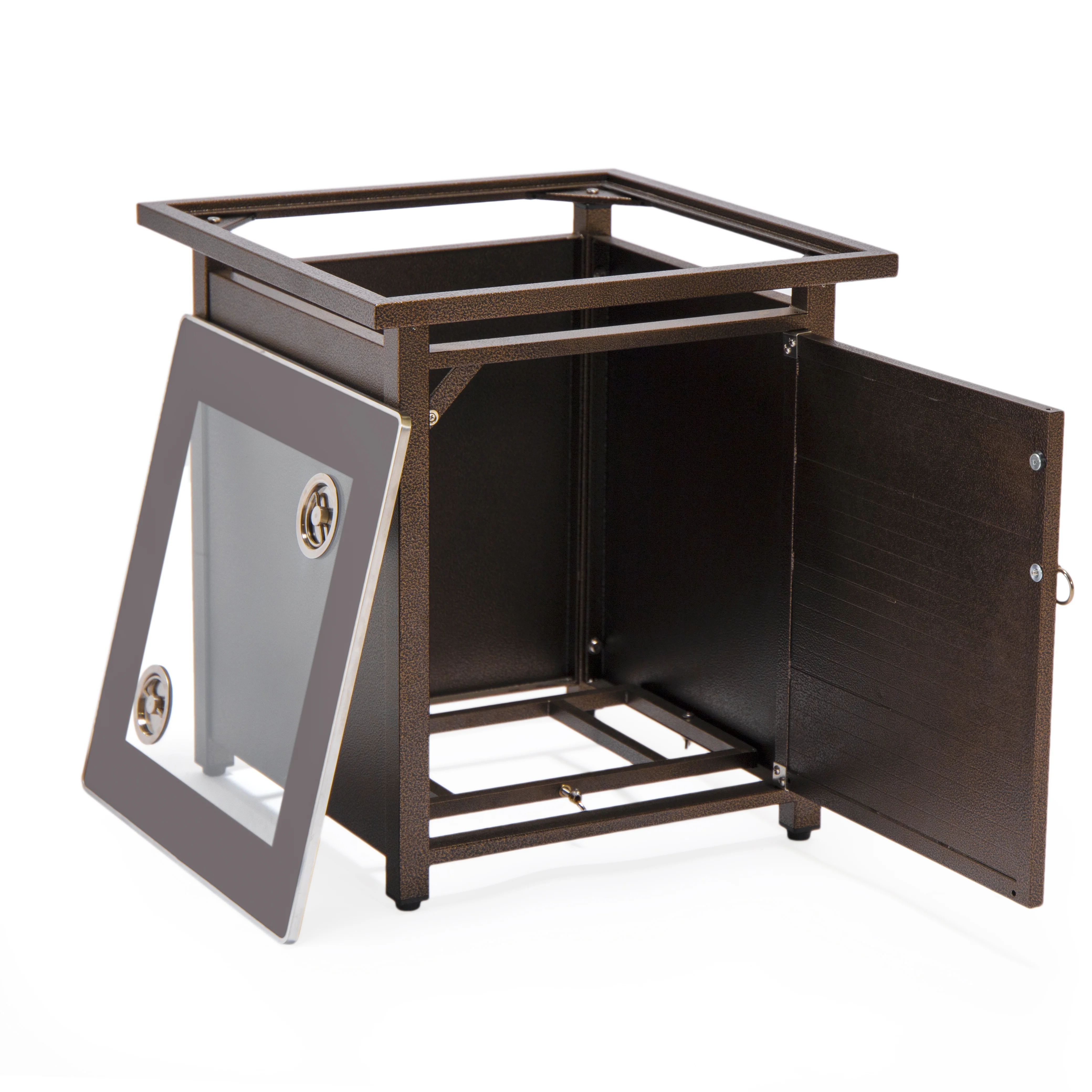 Walbrooke Brown Patio Square Tank Holder with Slats Design in Brown