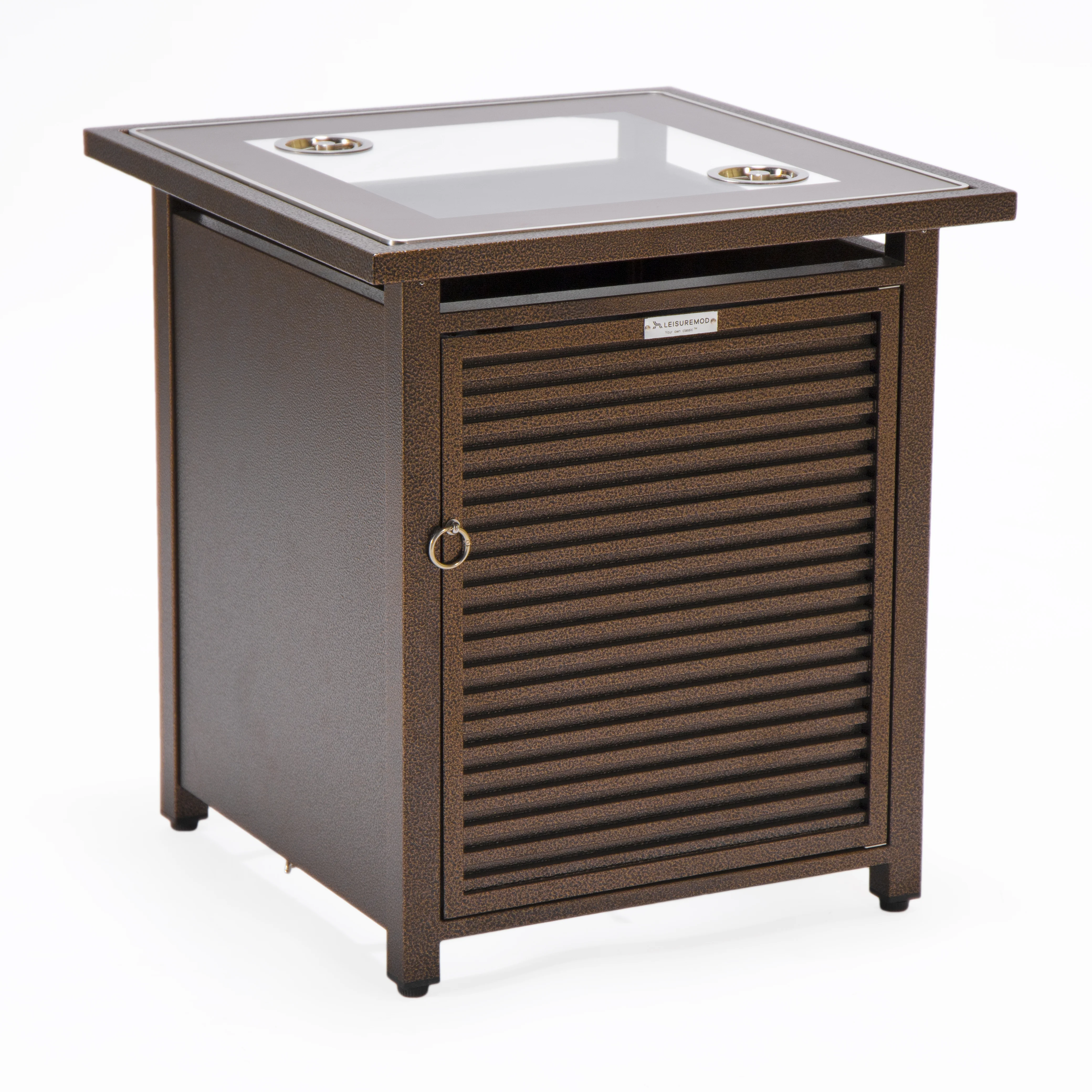 Walbrooke Brown Patio Square Tank Holder with Slats Design in Brown