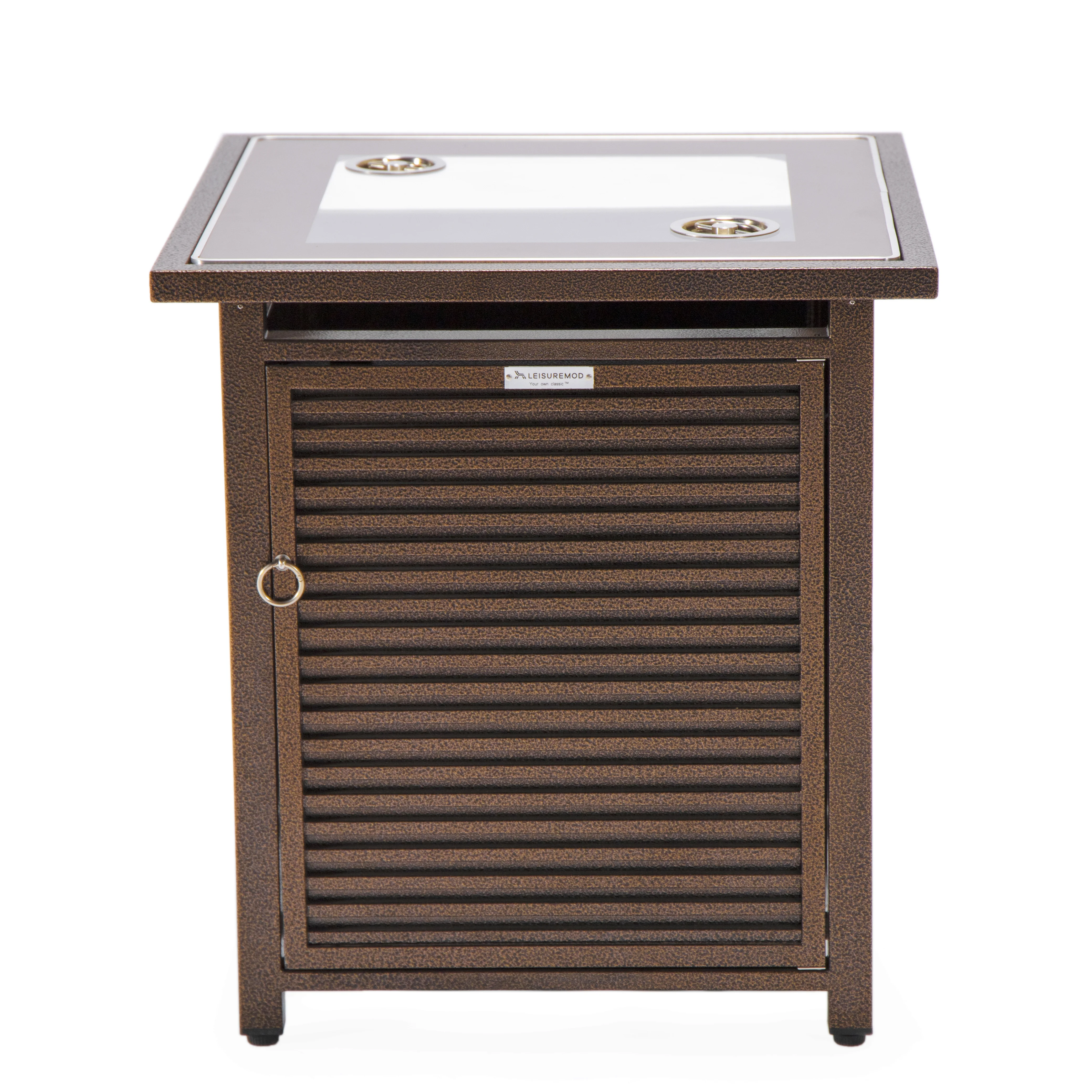 Walbrooke Brown Patio Square Tank Holder with Slats Design in Brown