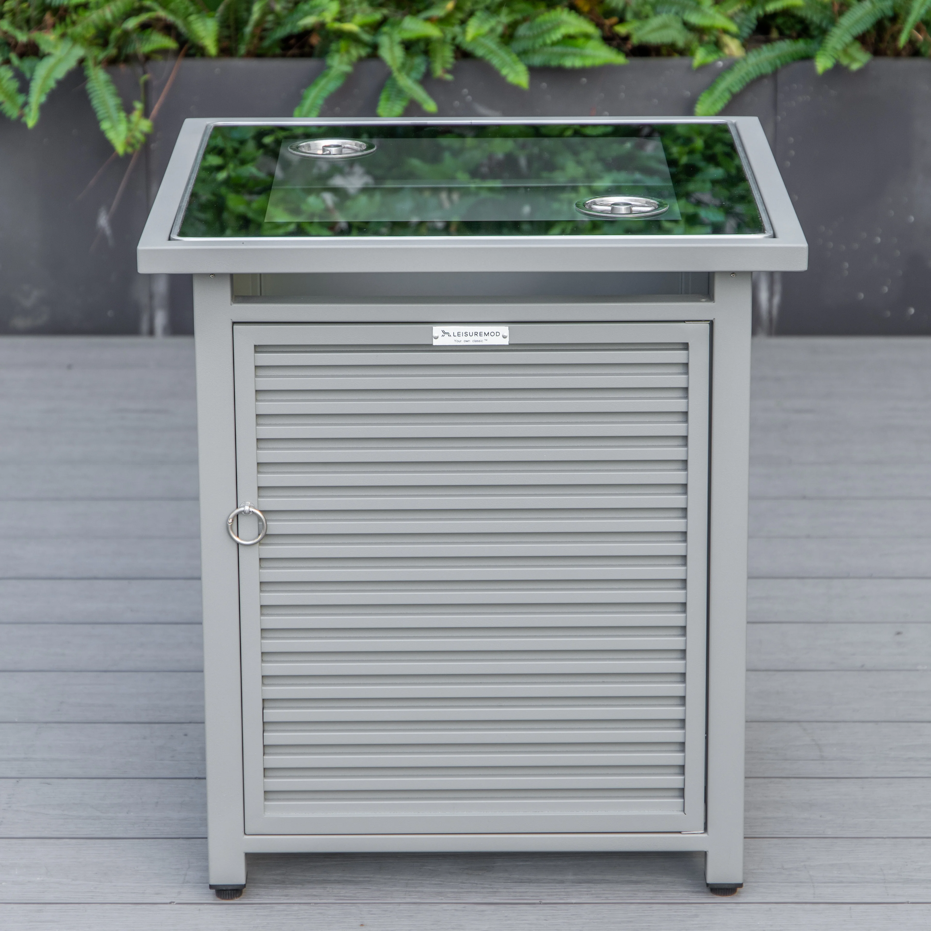 Walbrooke Grey Patio Square Tank Holder with Slats Design in Grey