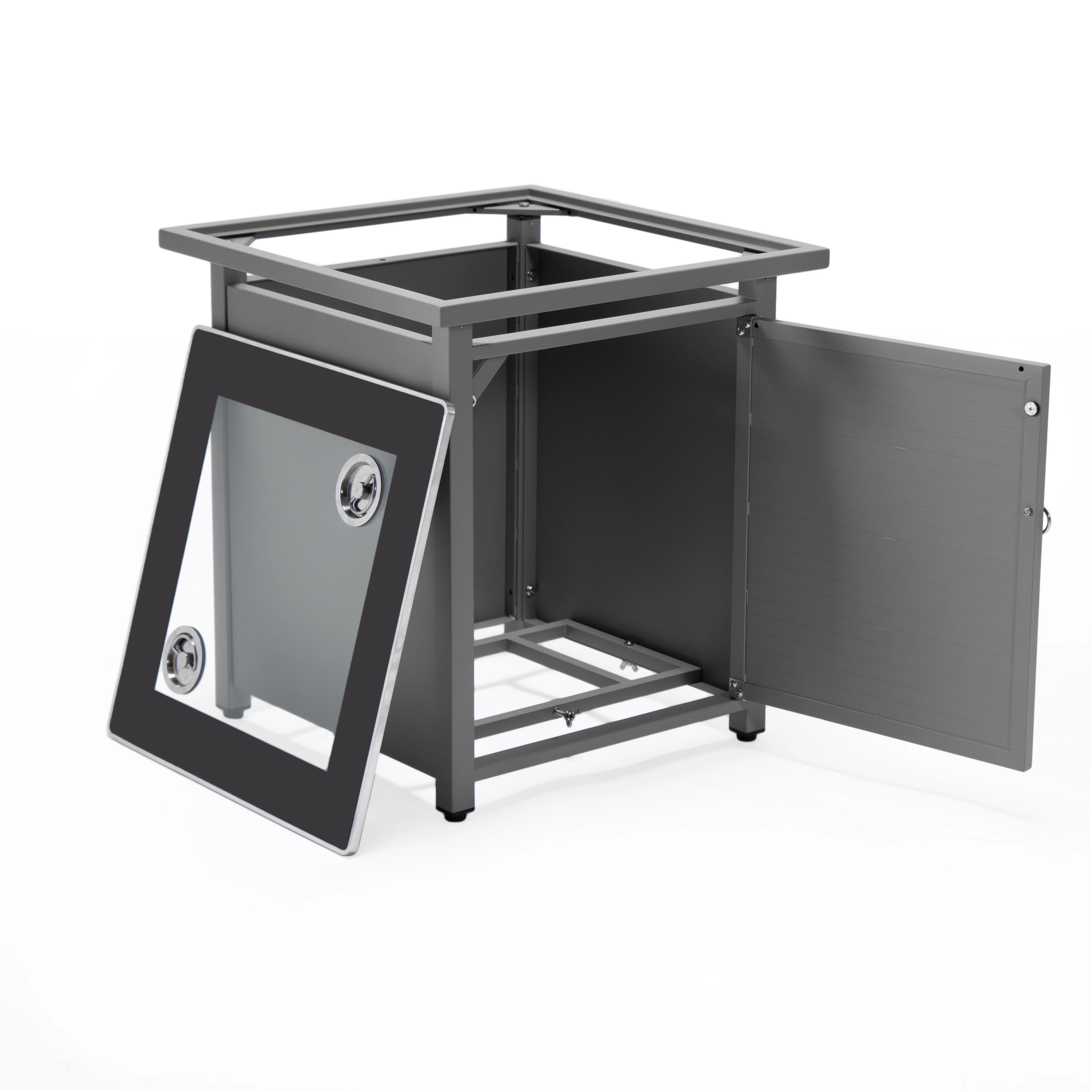 Walbrooke Grey Patio Square Tank Holder with Slats Design in Grey