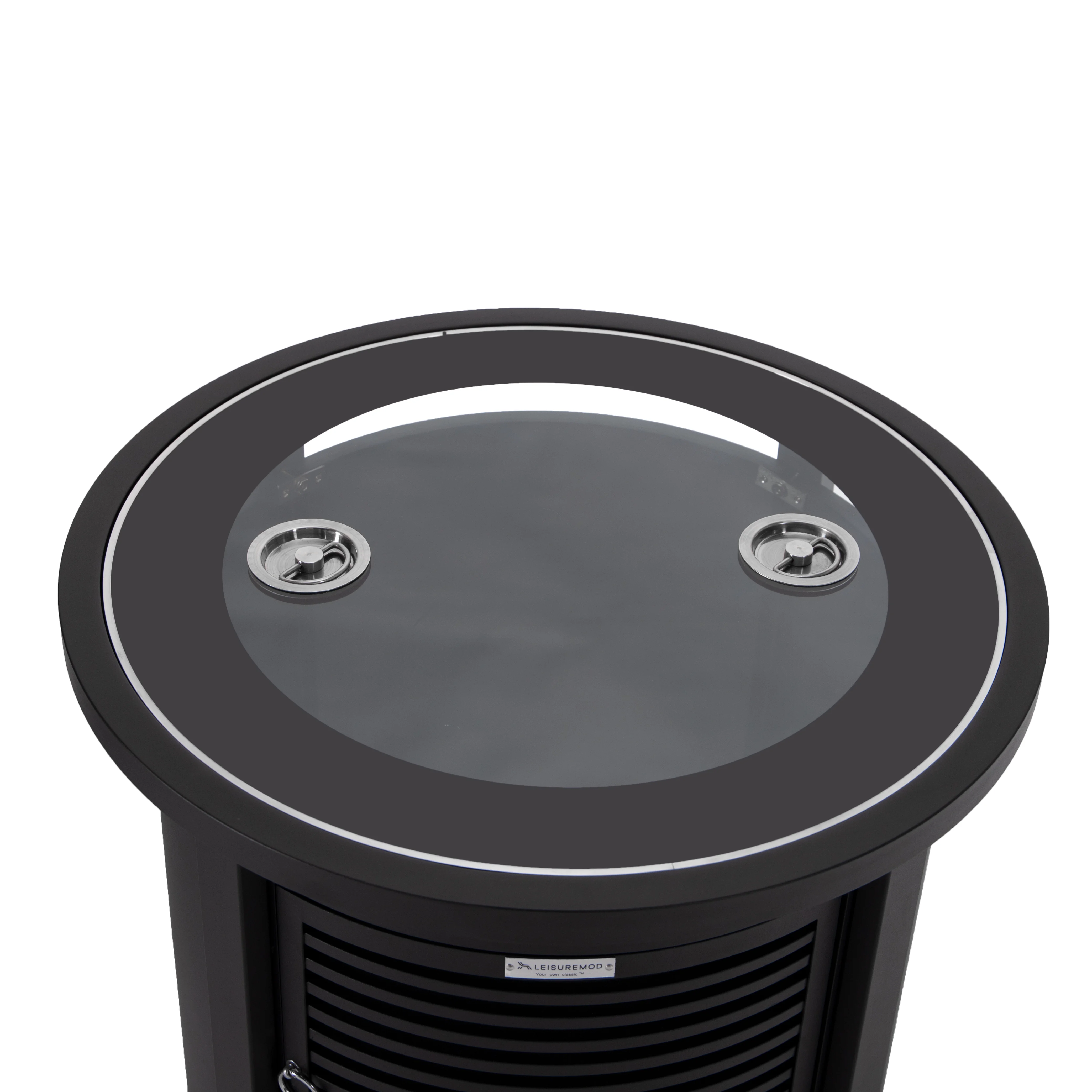 Walbrooke Black Patio Round Tank Holder with Slats Design in Black