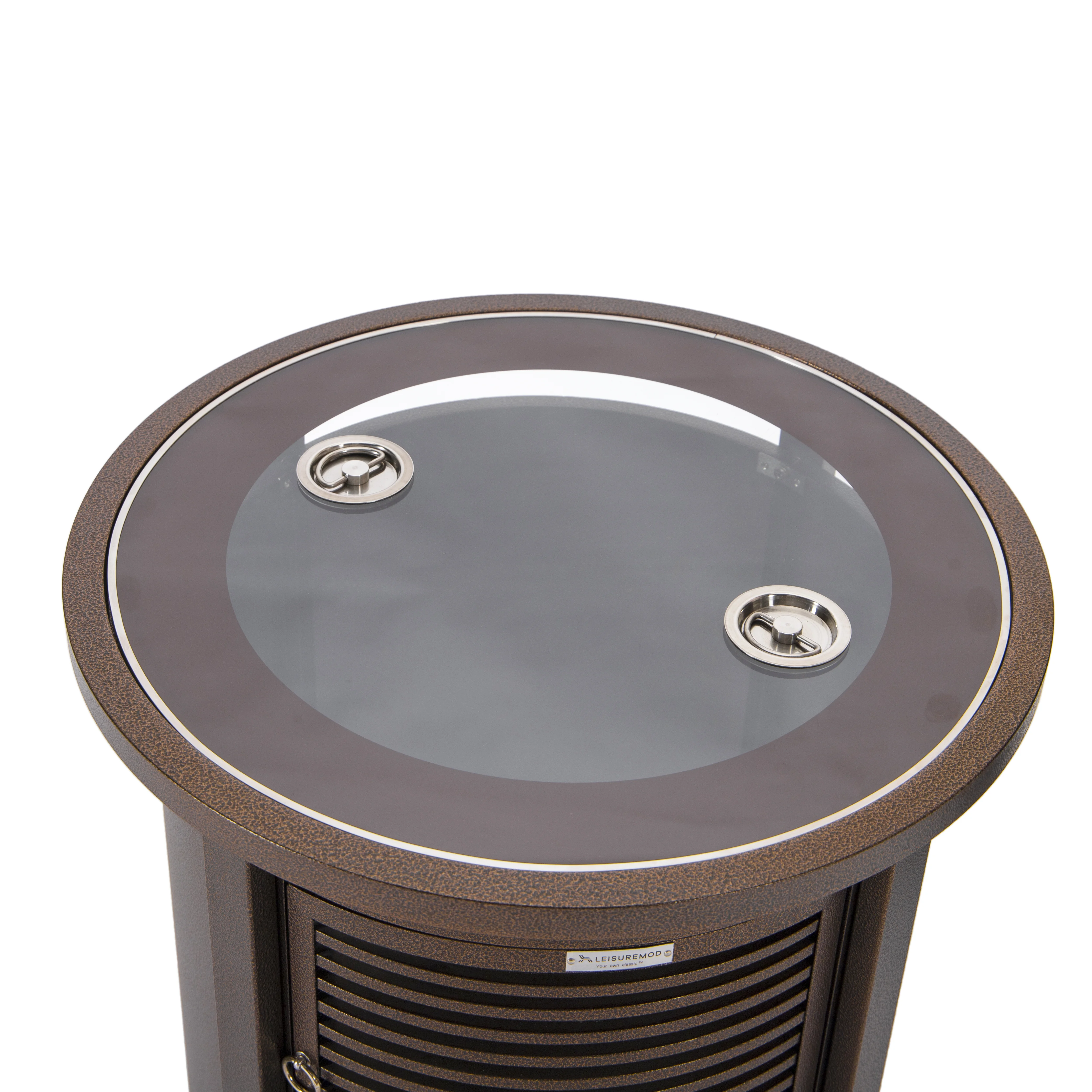 Walbrooke Brown Patio Round Tank Holder with Slats Design in Brown