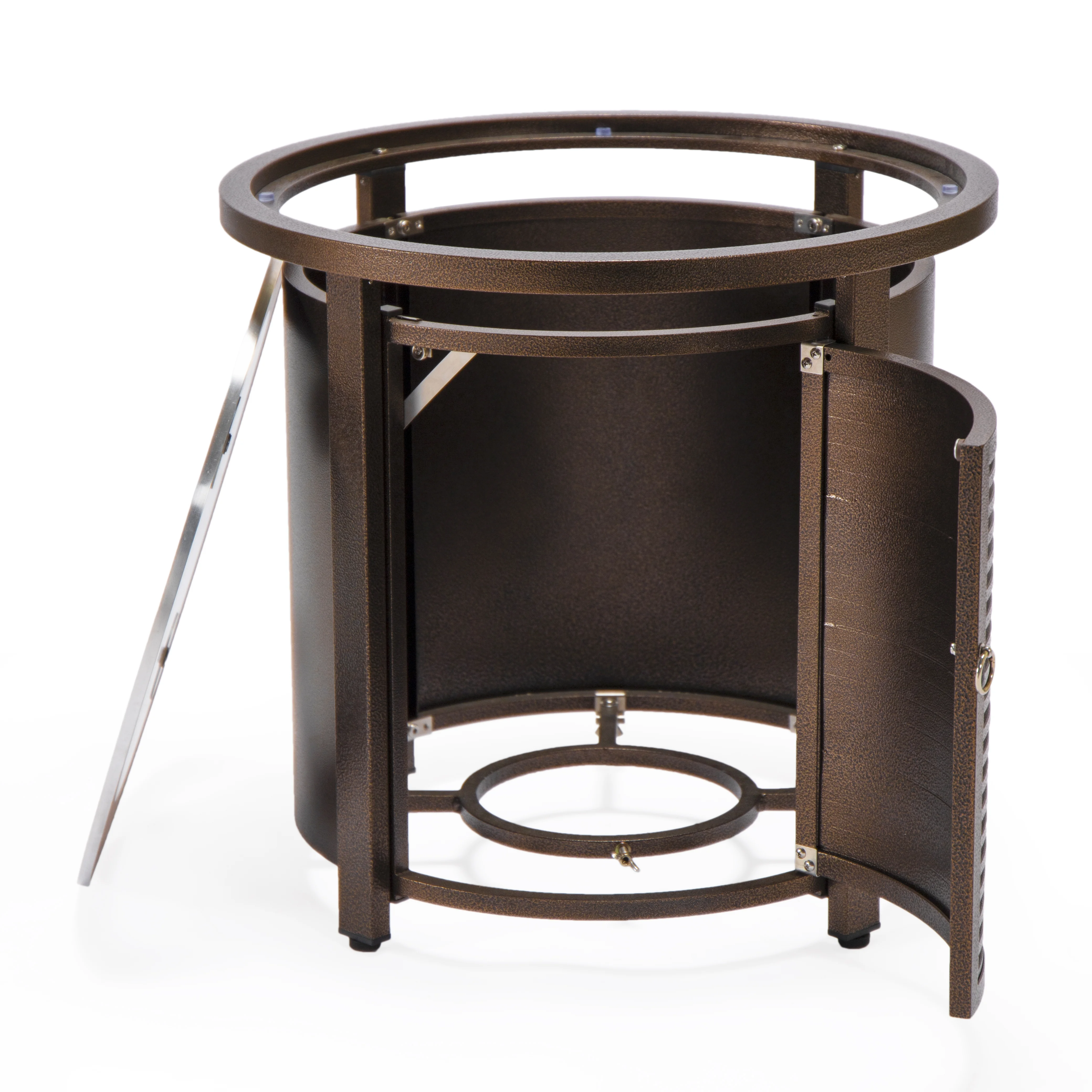 Walbrooke Brown Patio Round Tank Holder with Slats Design in Brown