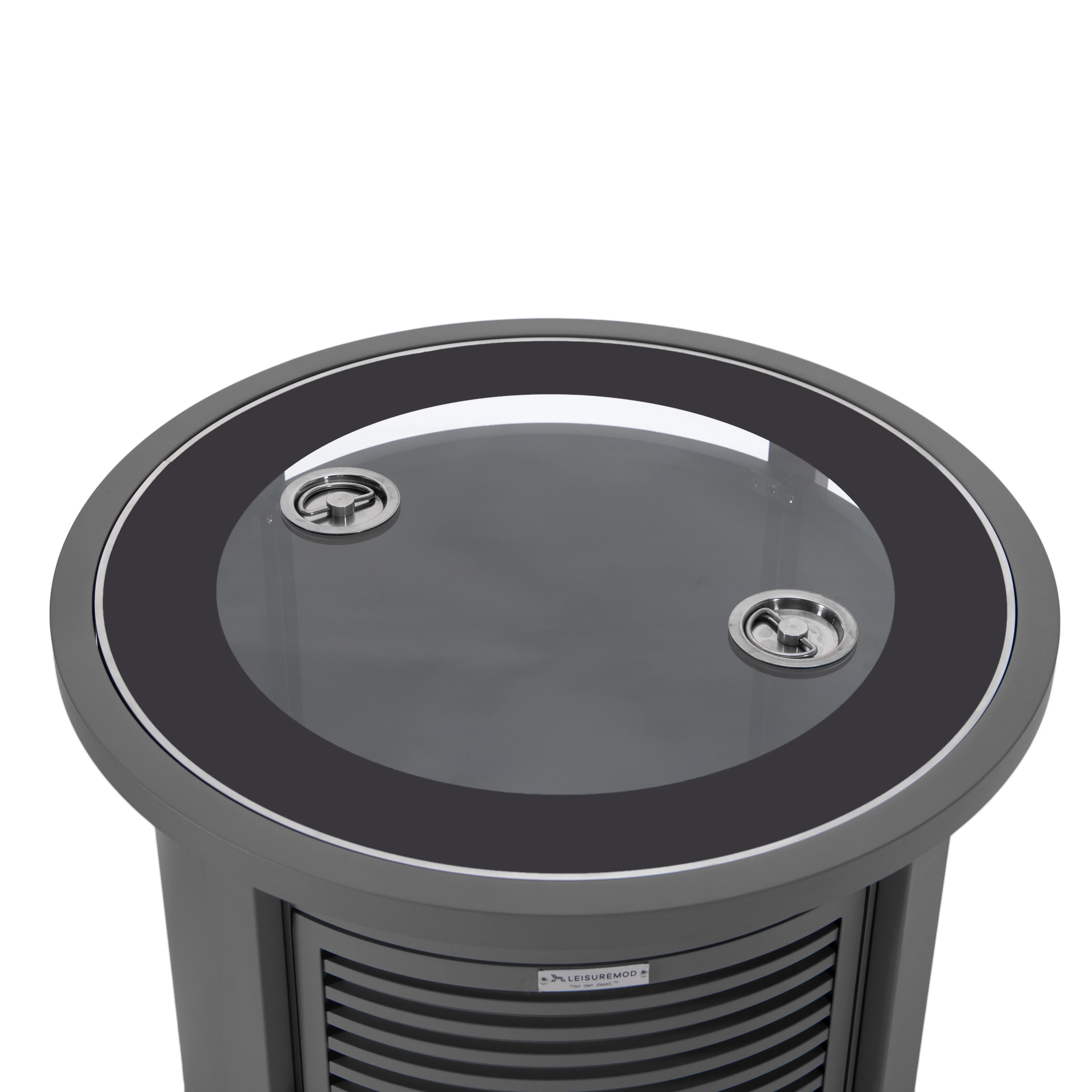 Walbrooke Grey Patio Round Tank Holder with Slats Design in Grey