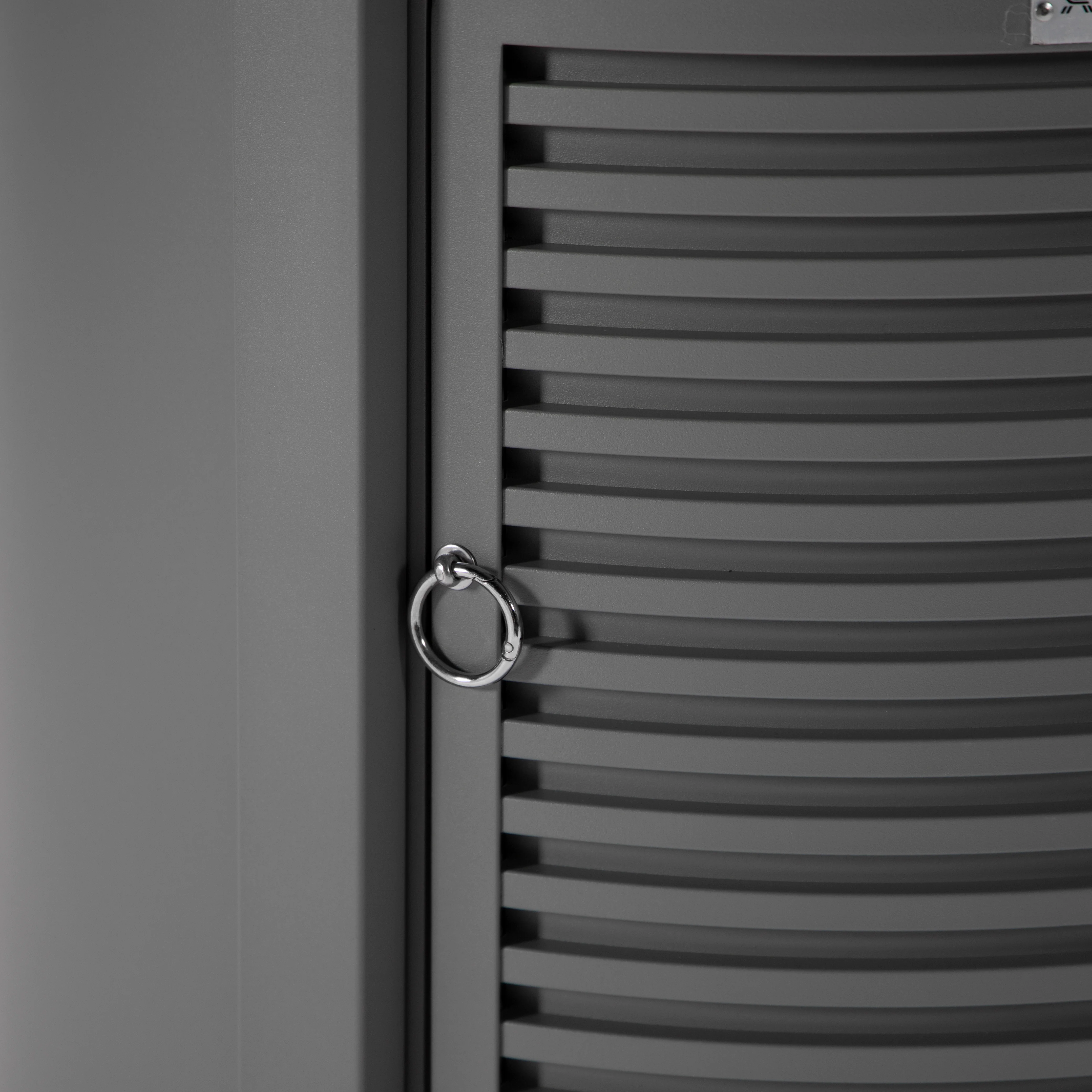 Walbrooke Grey Patio Round Tank Holder with Slats Design in Grey