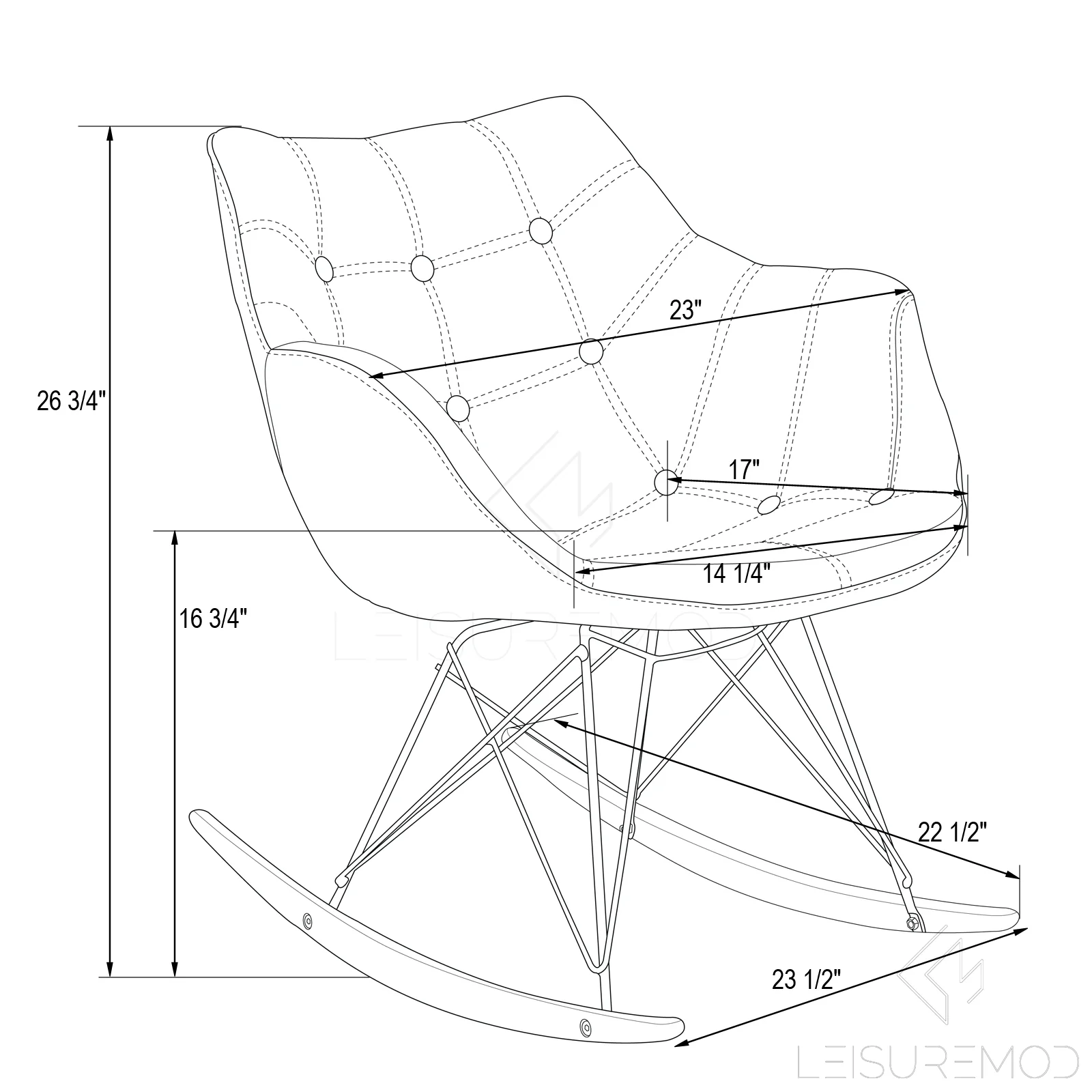 Willow Patchwork Fabric Eiffel Rocking Chair