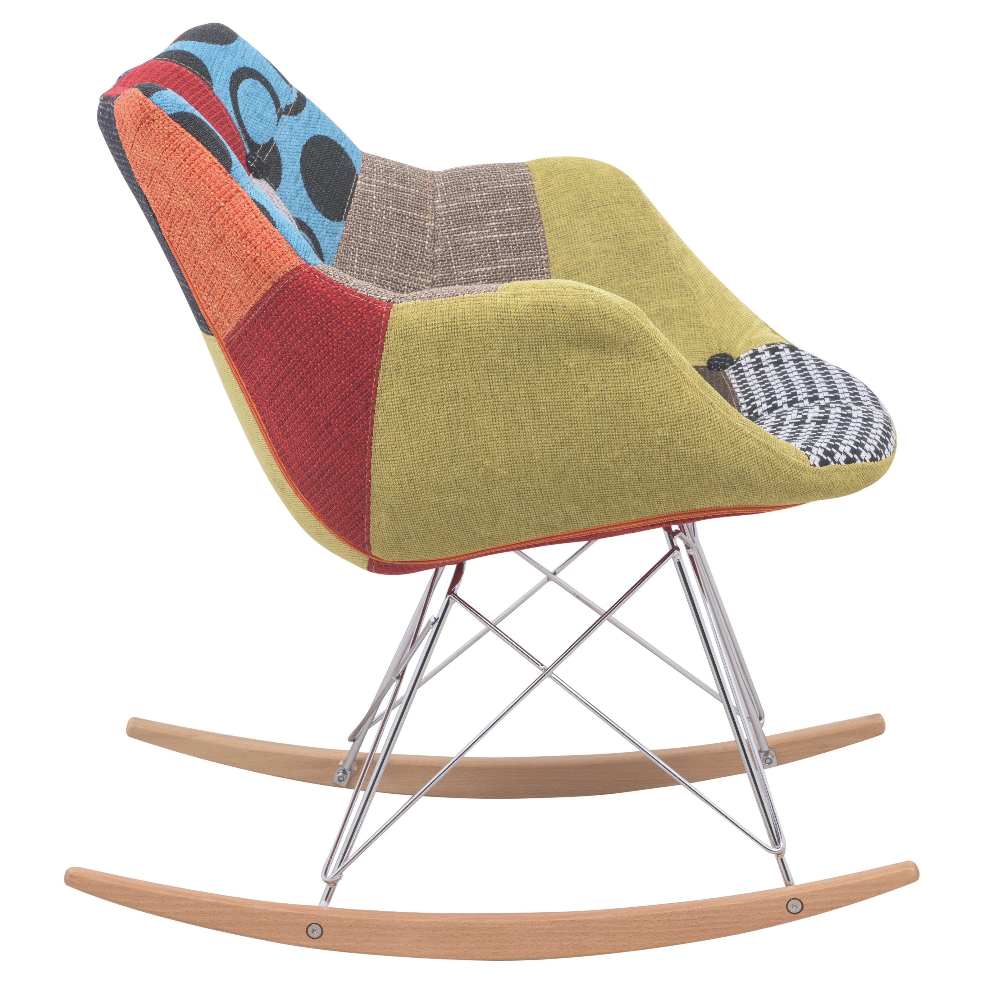 Willow Patchwork Fabric Eiffel Rocking Chair
