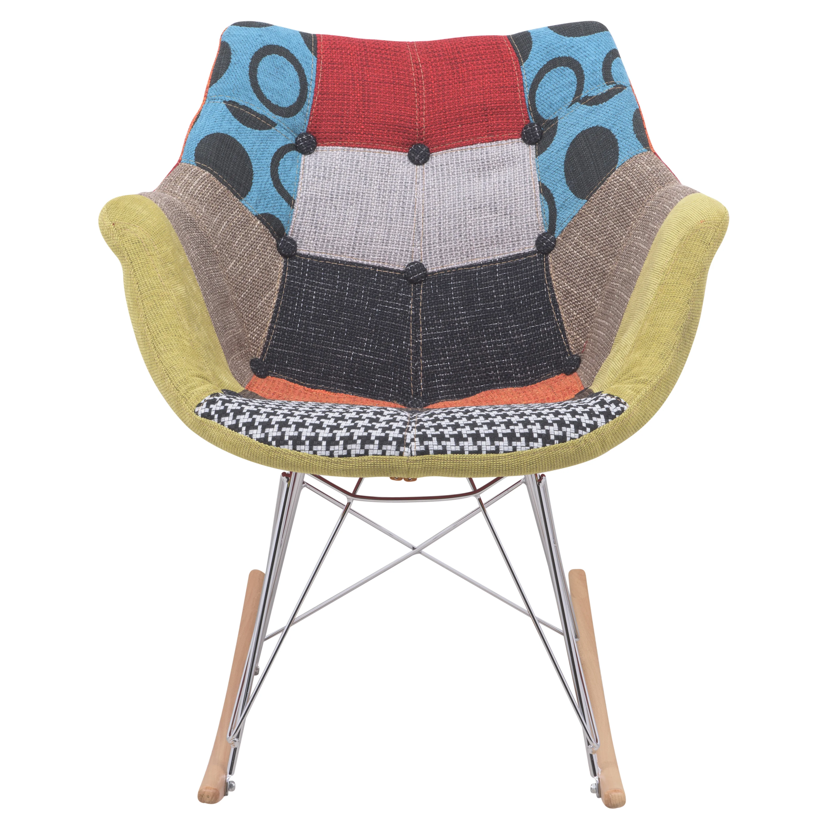 Willow Patchwork Fabric Eiffel Rocking Chair