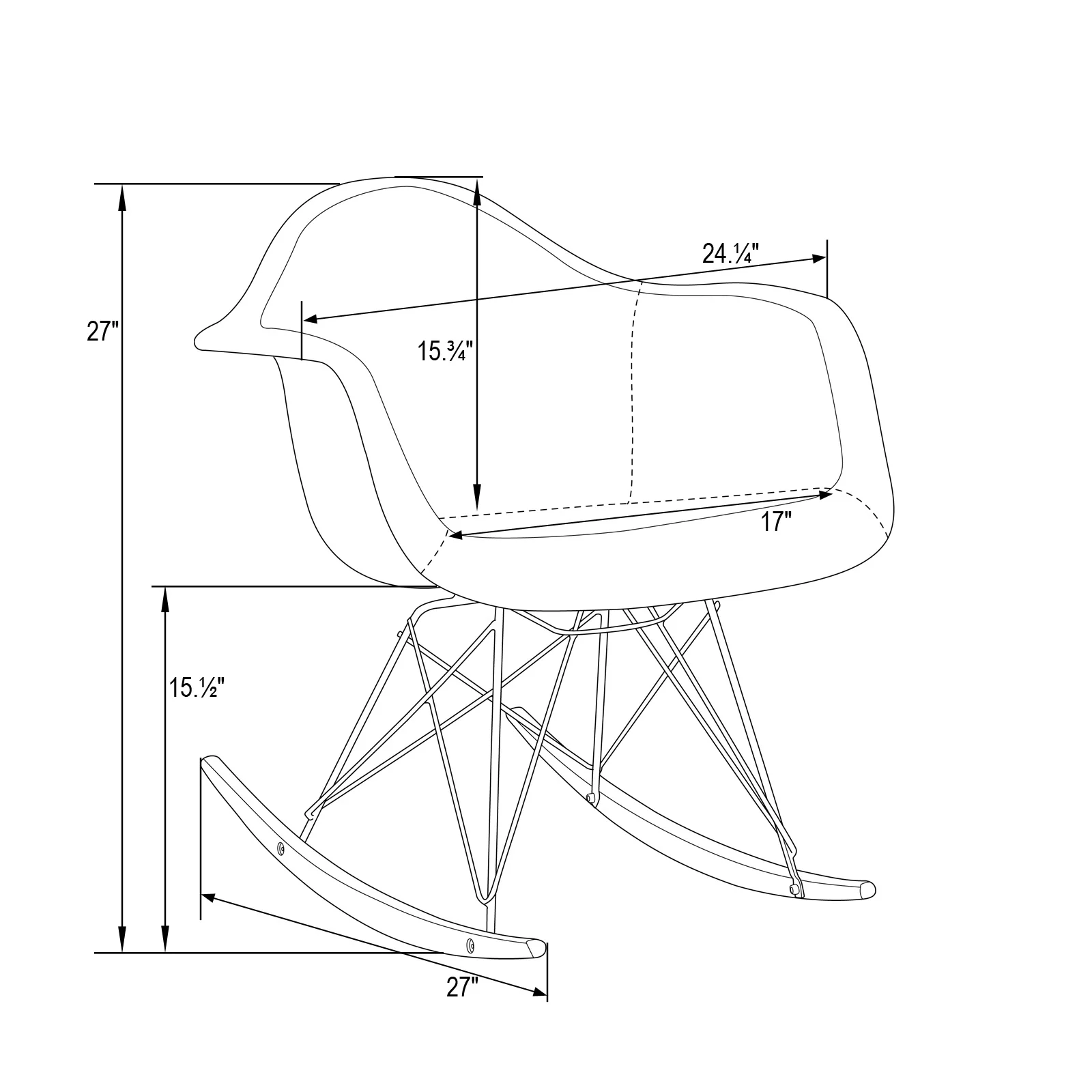 Wilson Velvet Eiffel Base Rocking Chair