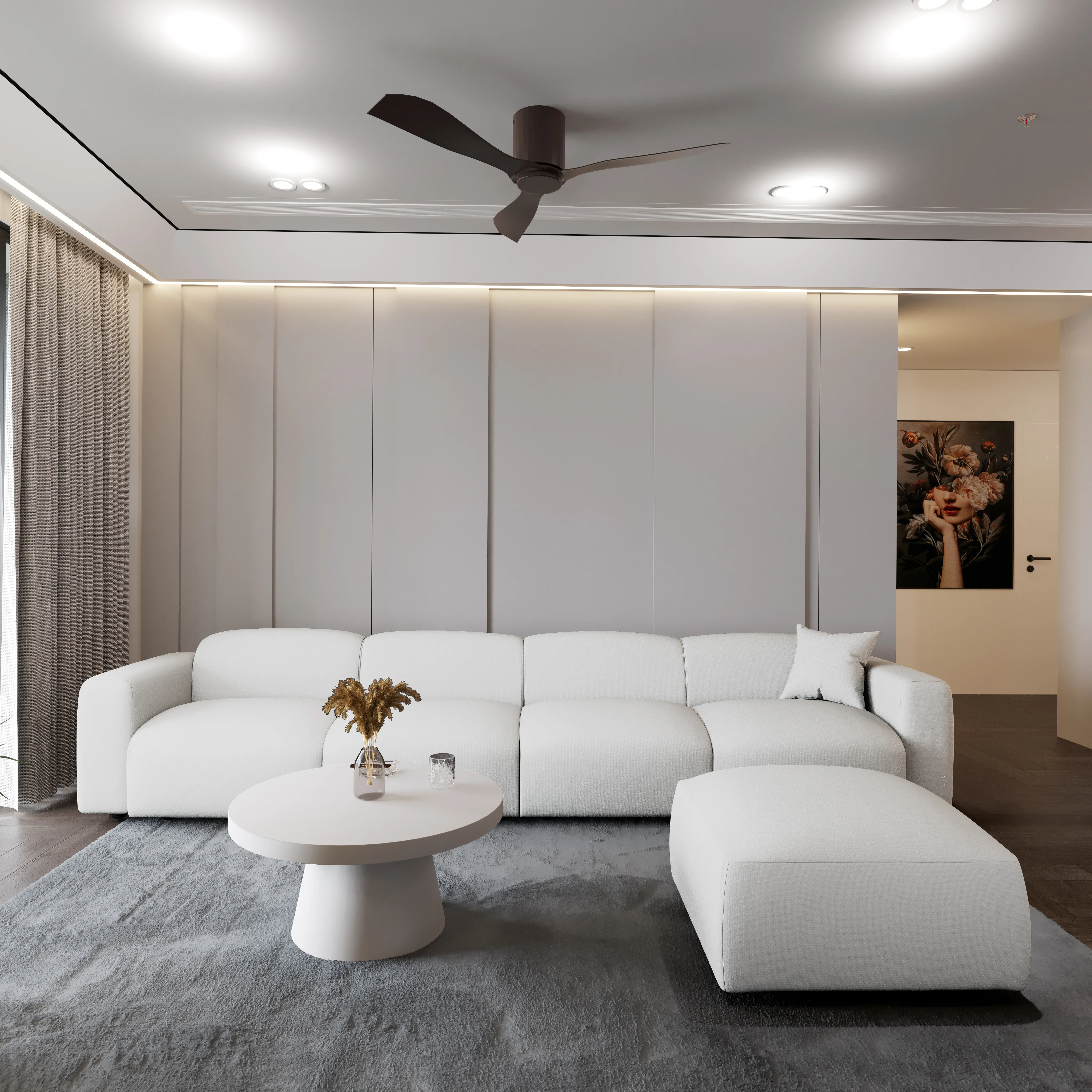 Whisper 4-Seater Conversation Set With a Chaise Lounge Chair in Beige