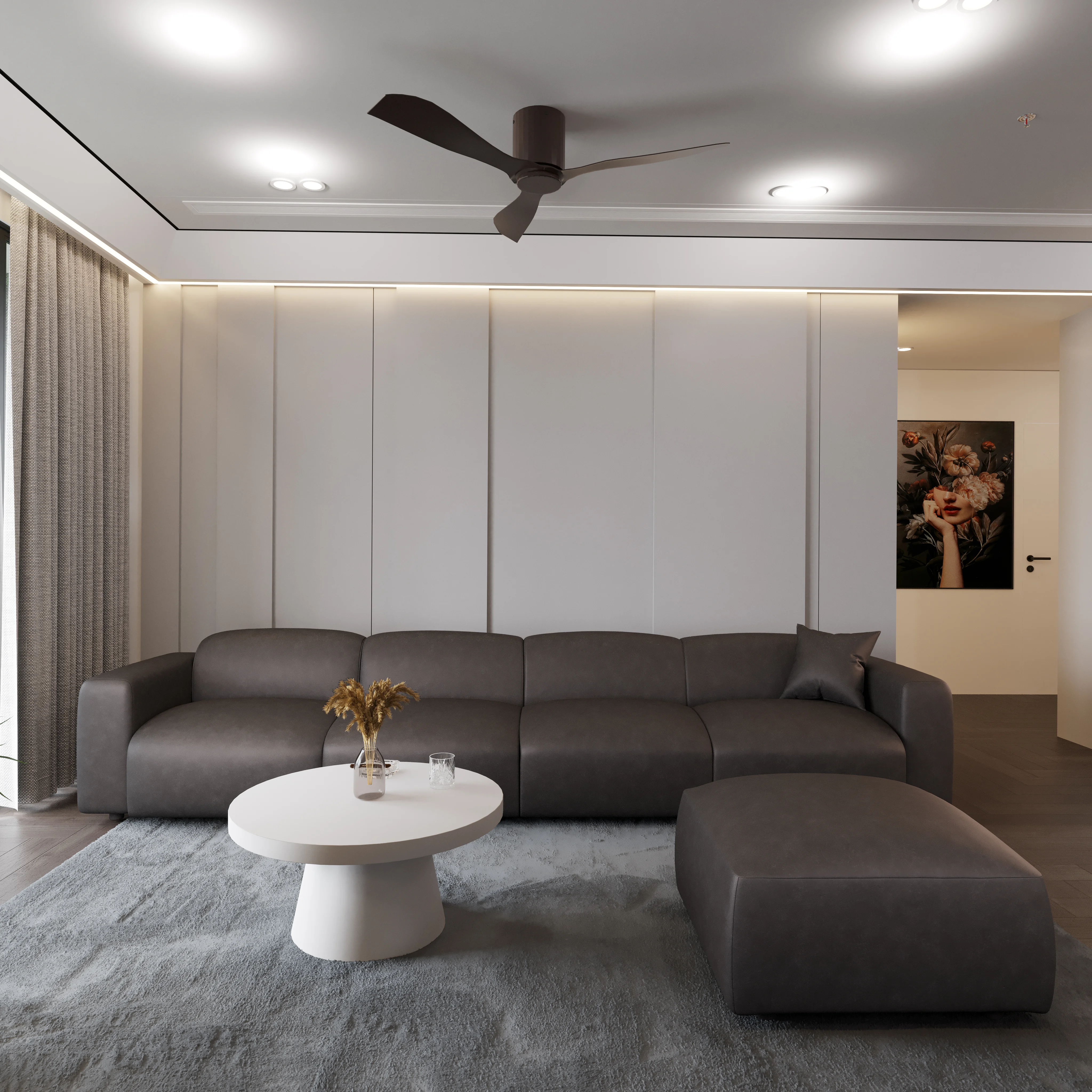 Whisper 4-Seater Conversation Set With a Chaise Lounge Chair in Brown