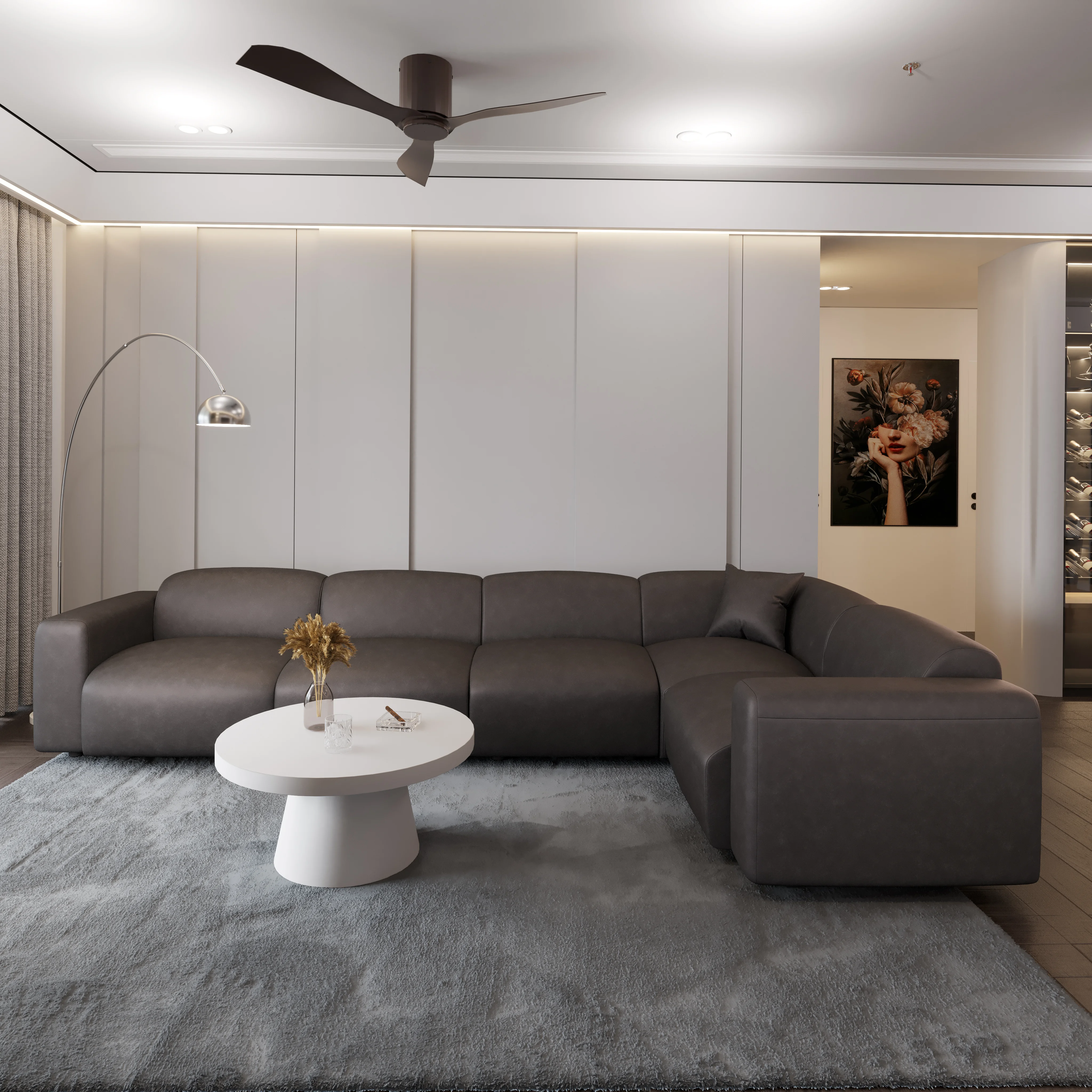 Whisper 4-Seater Conversation Set With a Chaise Lounge Chair in Brown