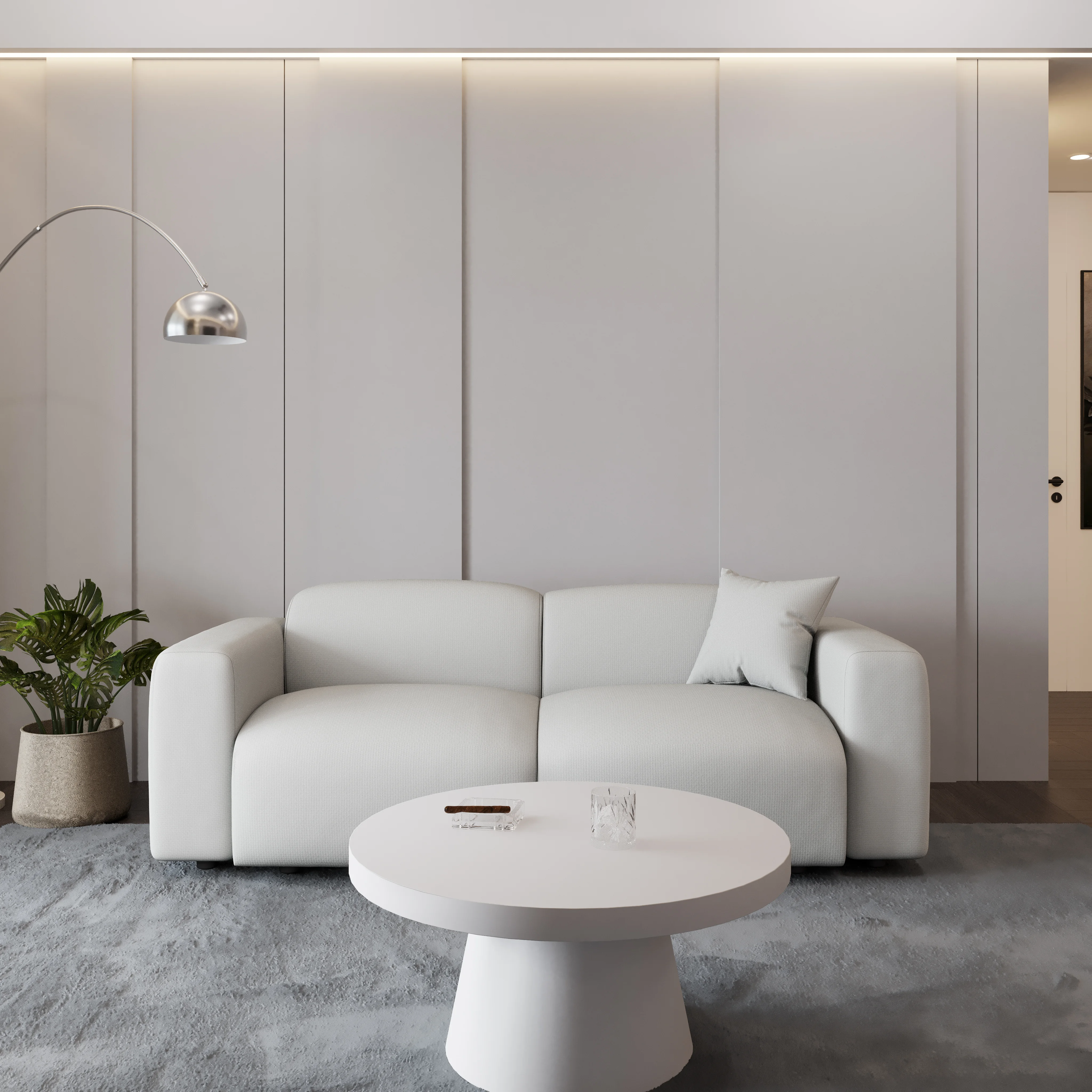 Whisper 6-Seater Conversation Set with Ottoman in Beige