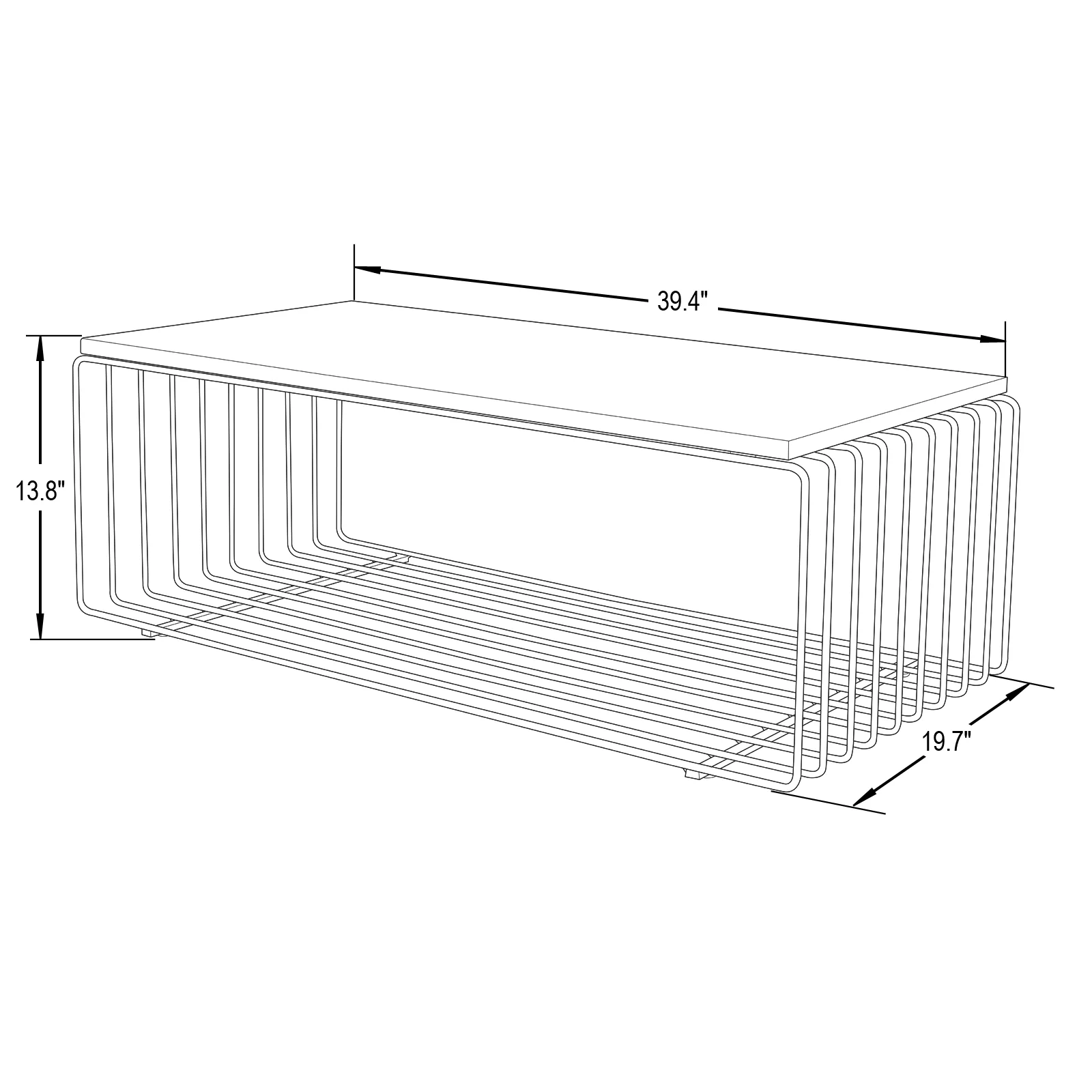 Walden Rectangular Coffee Table with Ash Veneer Top and Powder Coated Steel Frame in White