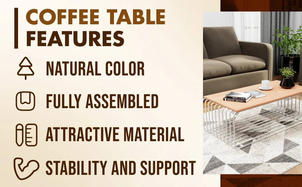 Walden Rectangular Coffee Table with Ash Veneer Top and Powder Coated Steel Frame in White