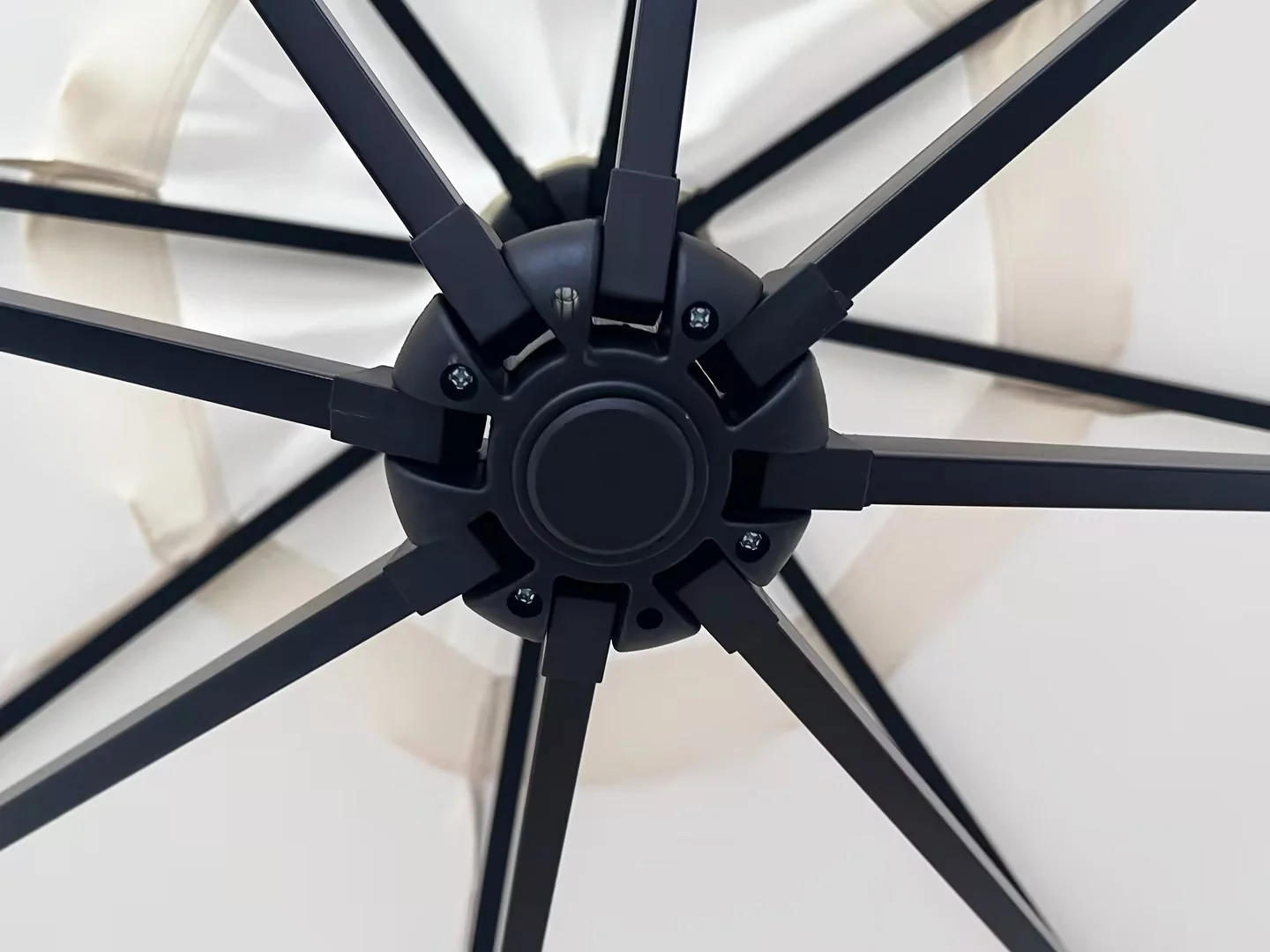 Willry Modern Outdoor 10 Ft Offset Cantilever Hanging Patio Umbrella With Solar Powered LED in Cream