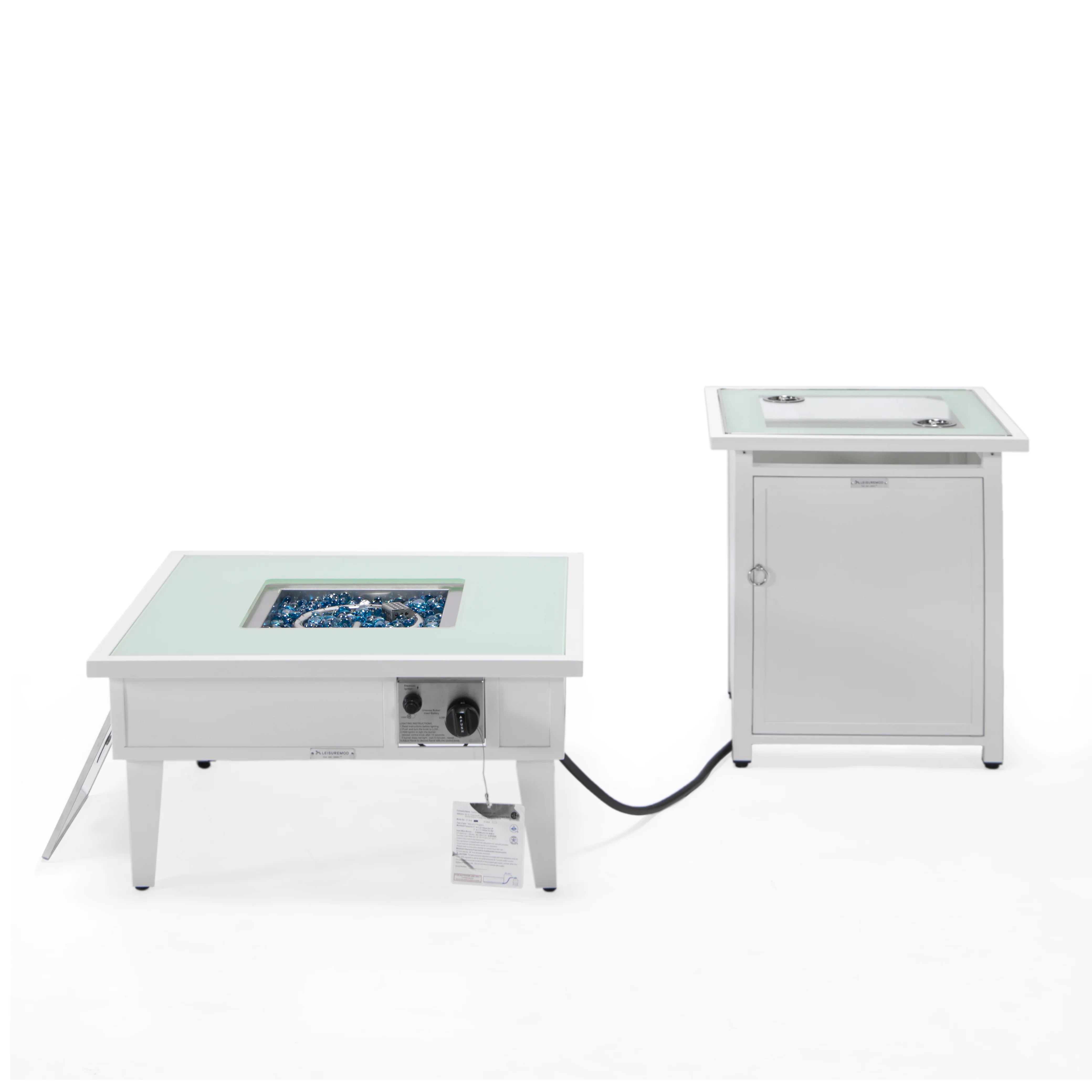 Walbrooke Patio Square Fire Pit and Tank Holder in White