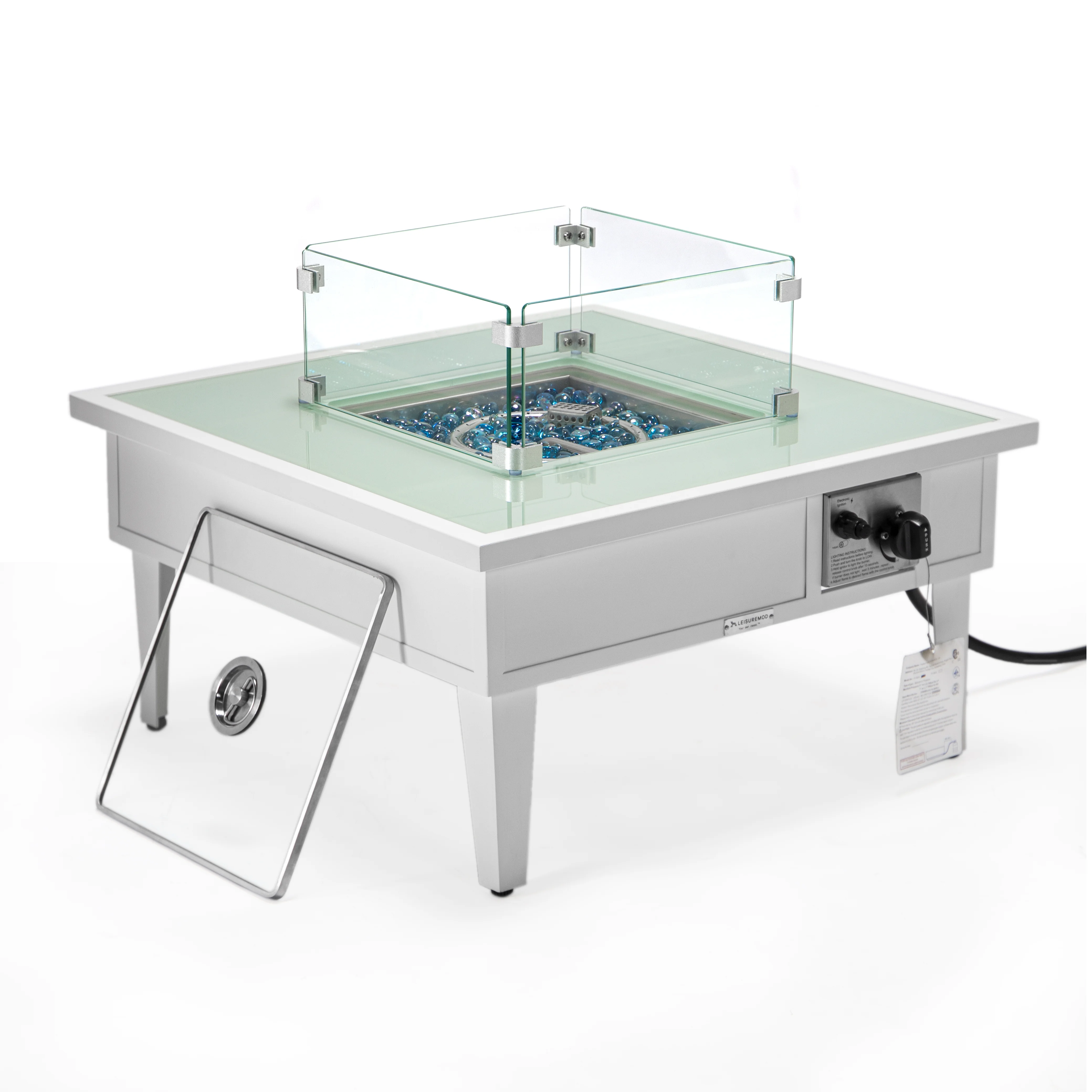 Walbrooke Patio Square Fire Pit and Tank Holder in White