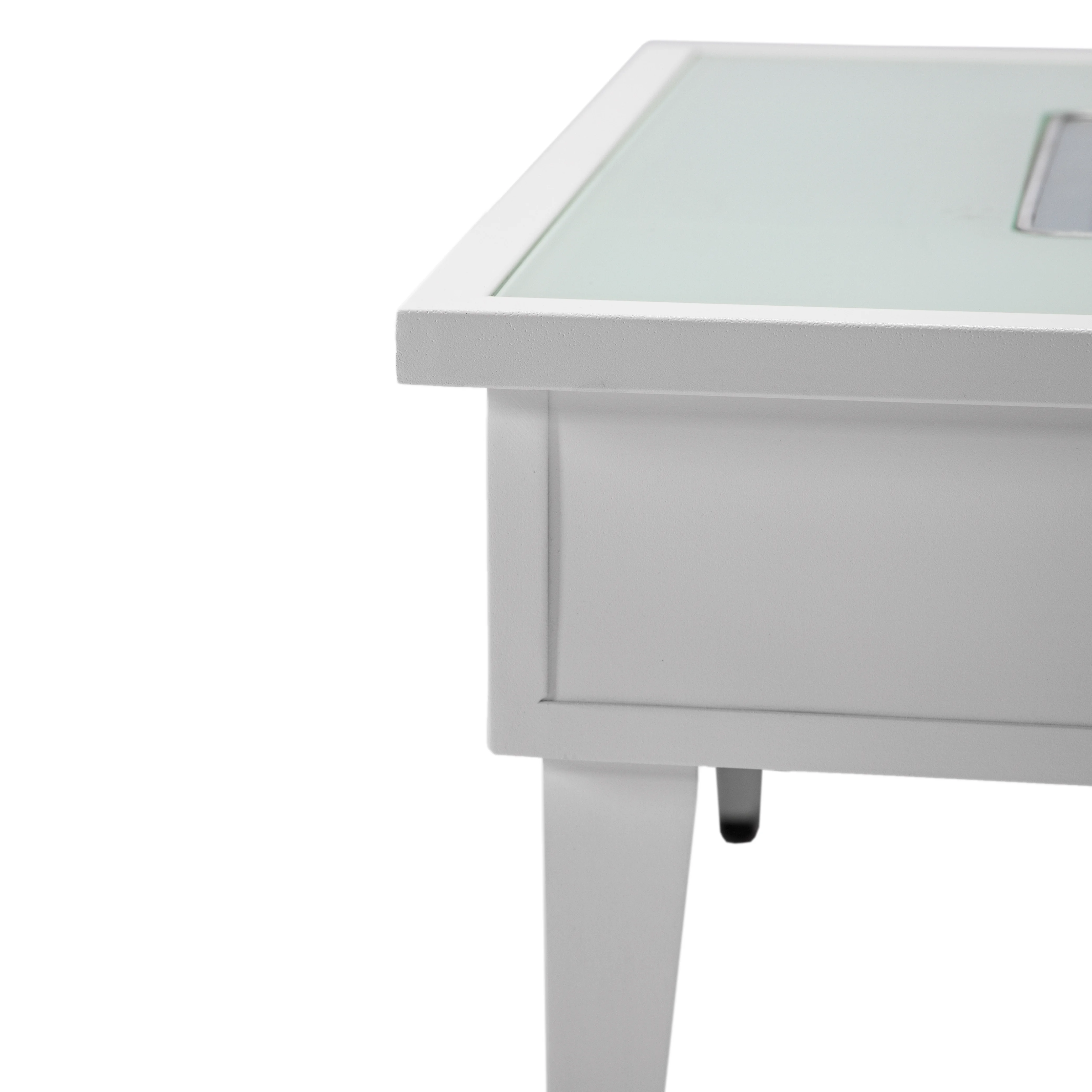 Walbrooke Outdoor Patio Aluminum Square Fire Pit Side Table with Lid and Fire Glass for Patio and Backyard Garden