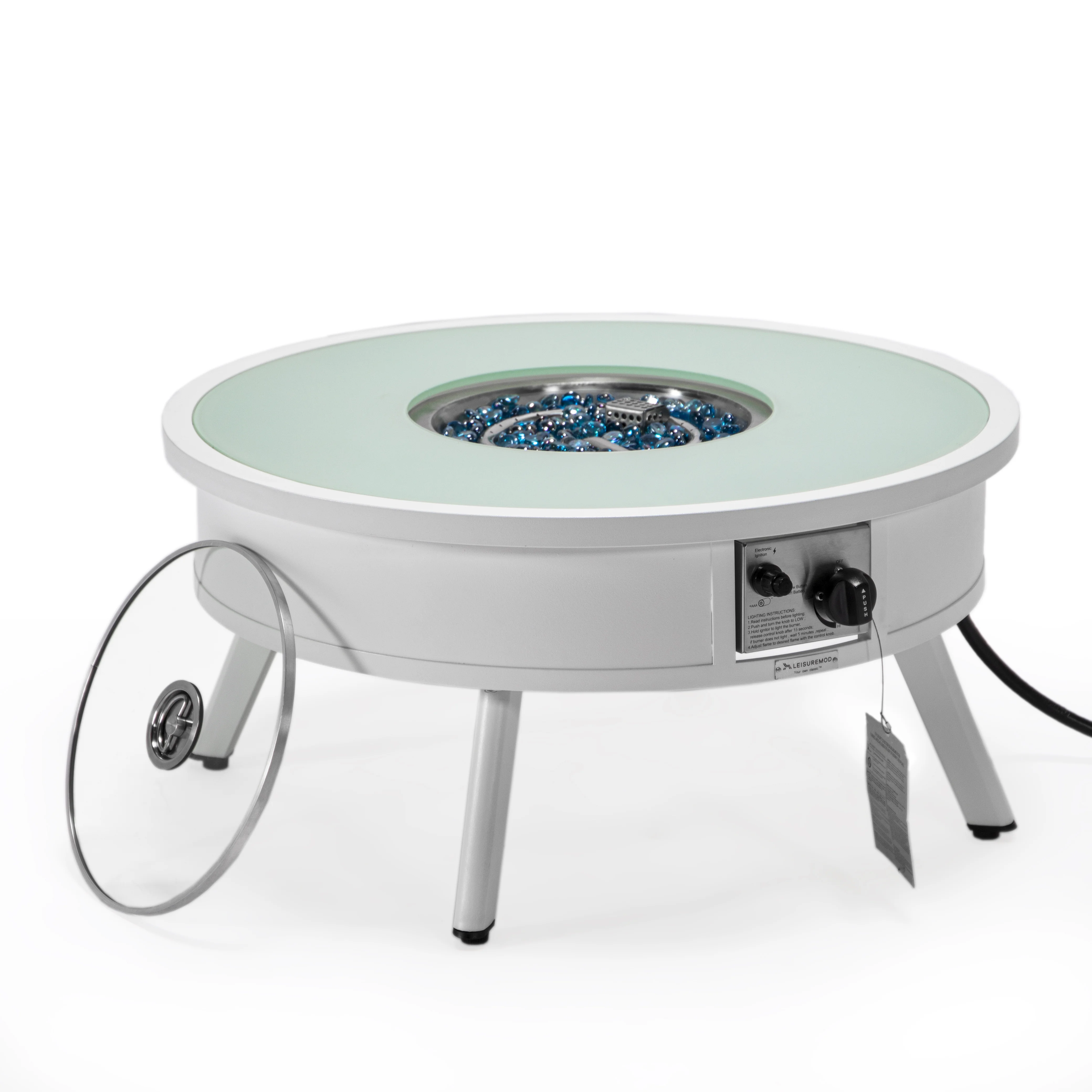 Walbrooke Patio Round Fire Pit and Tank Holder in White