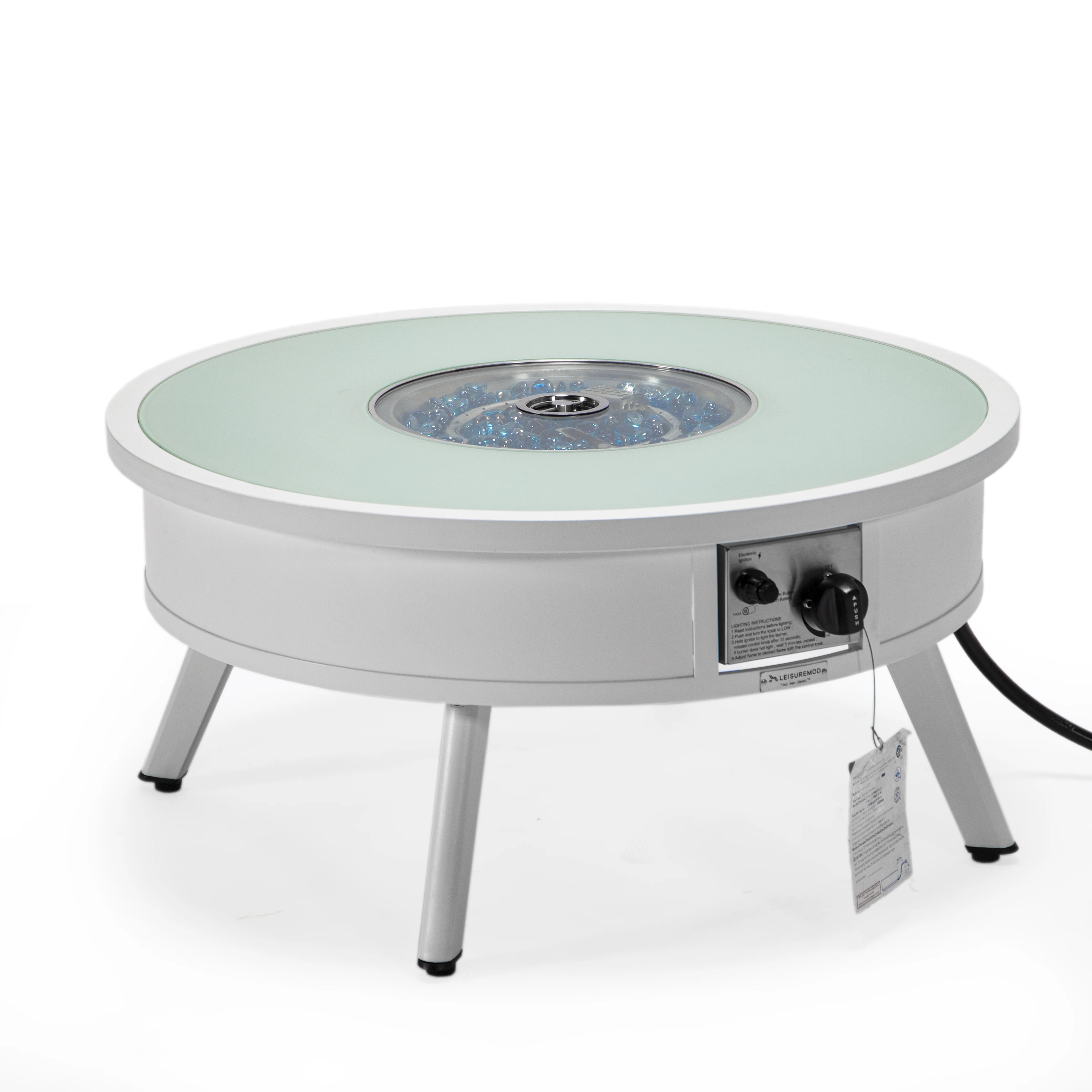 Walbrooke Patio Round Fire Pit and Tank Holder in White