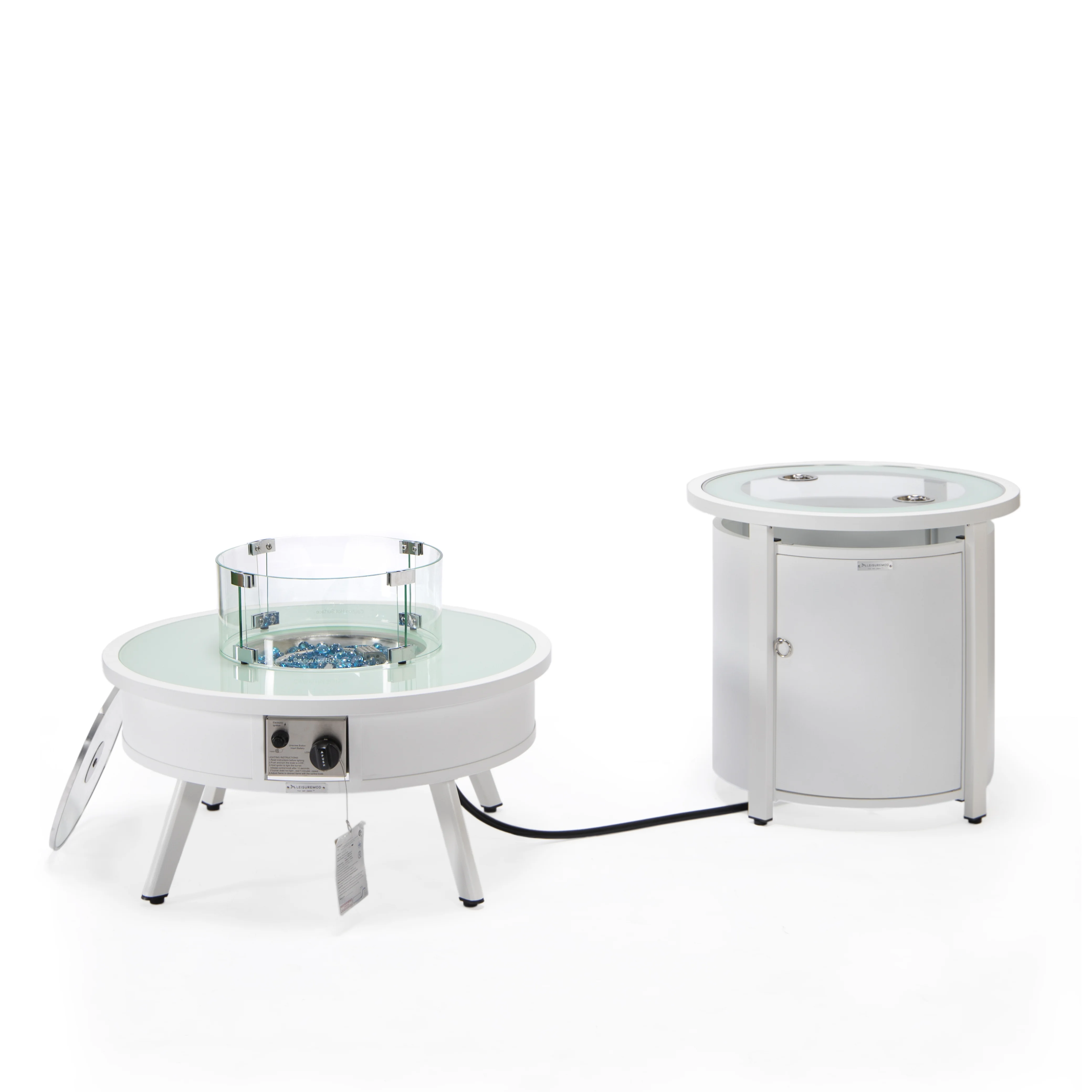 Walbrooke Patio Round Fire Pit and Tank Holder in White