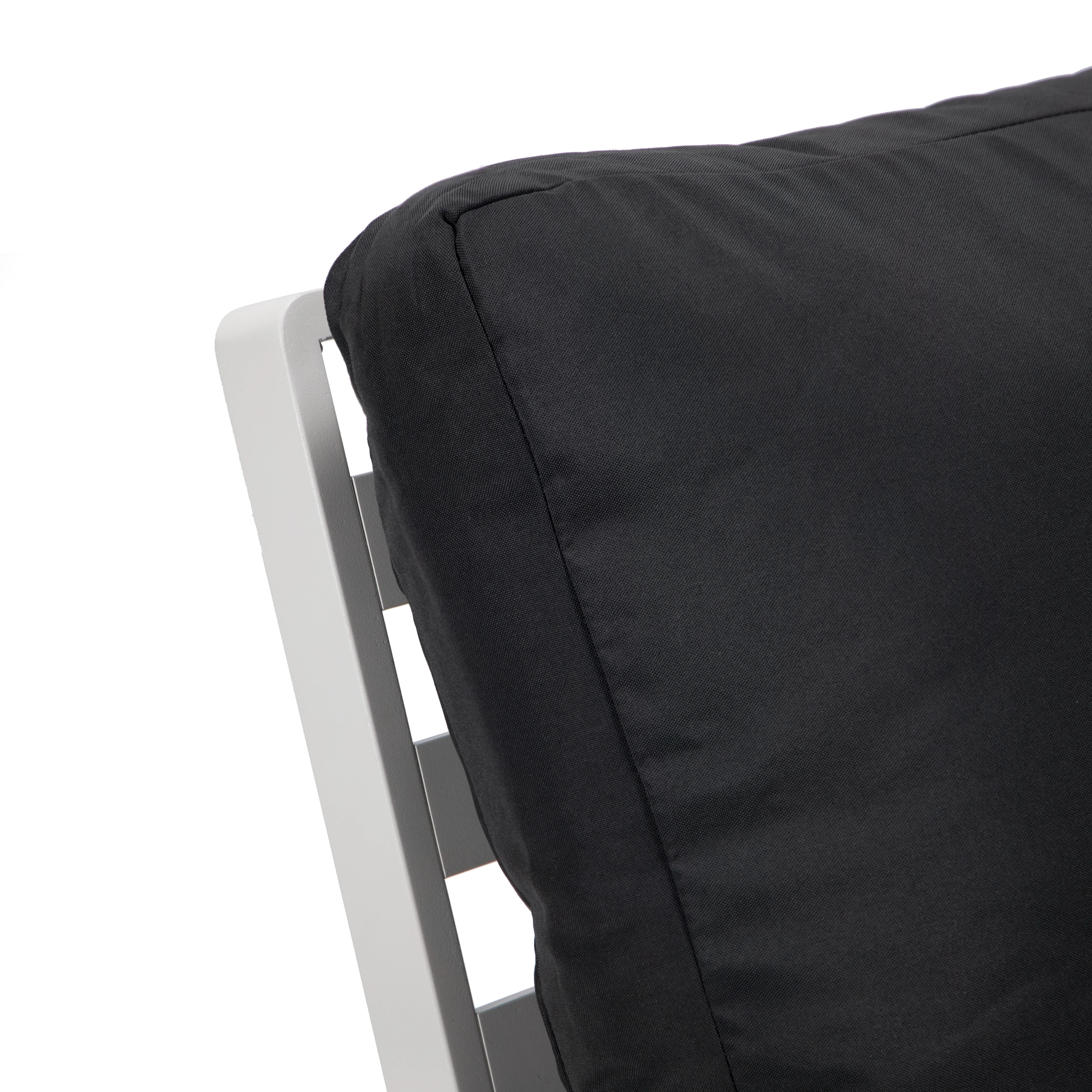 Walbrooke Outdoor Patio White Aluminum Armchairs With Cushions Set Of 2 in Charcoal