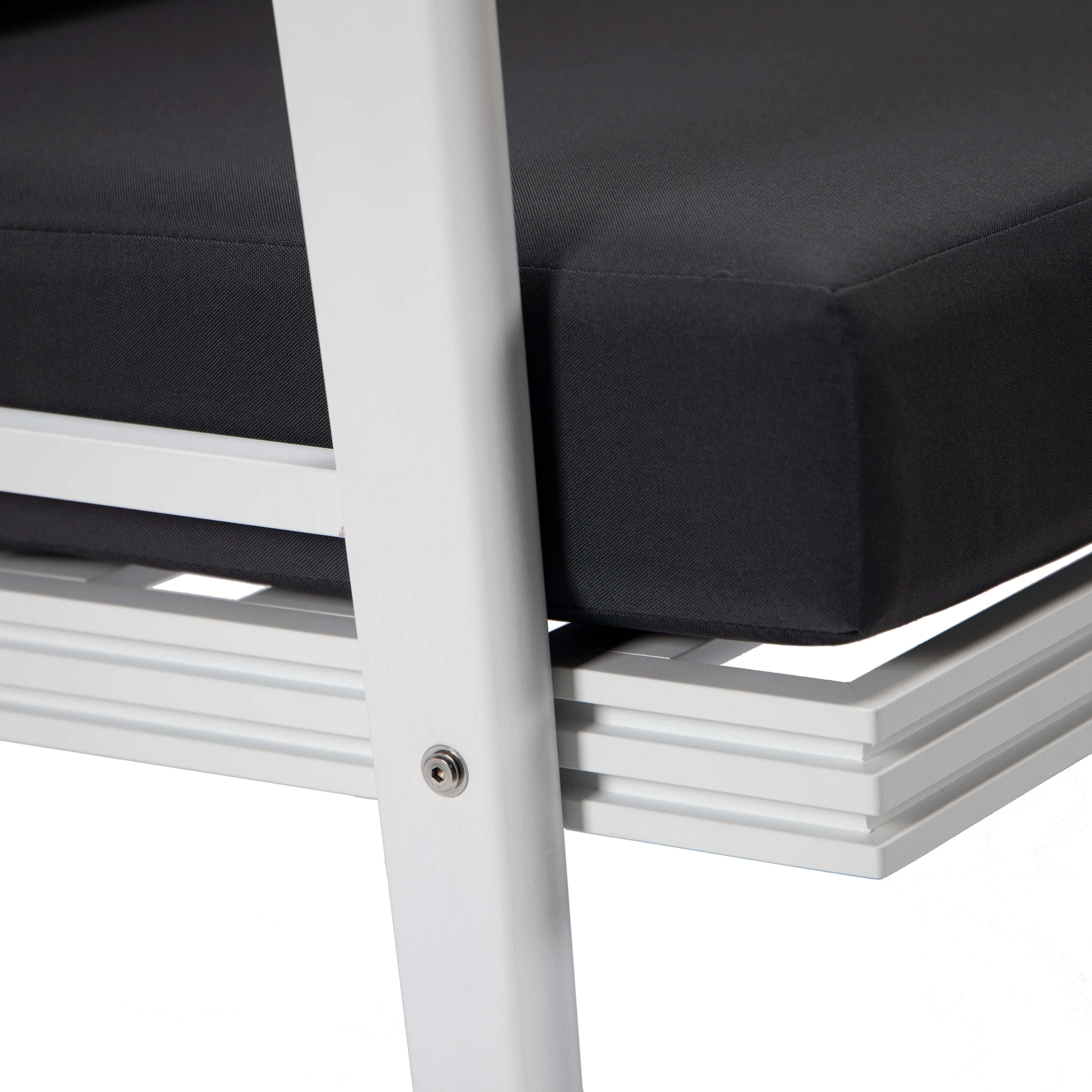 Walbrooke Outdoor Patio White Aluminum Armchairs With Cushions Set Of 2 in Charcoal