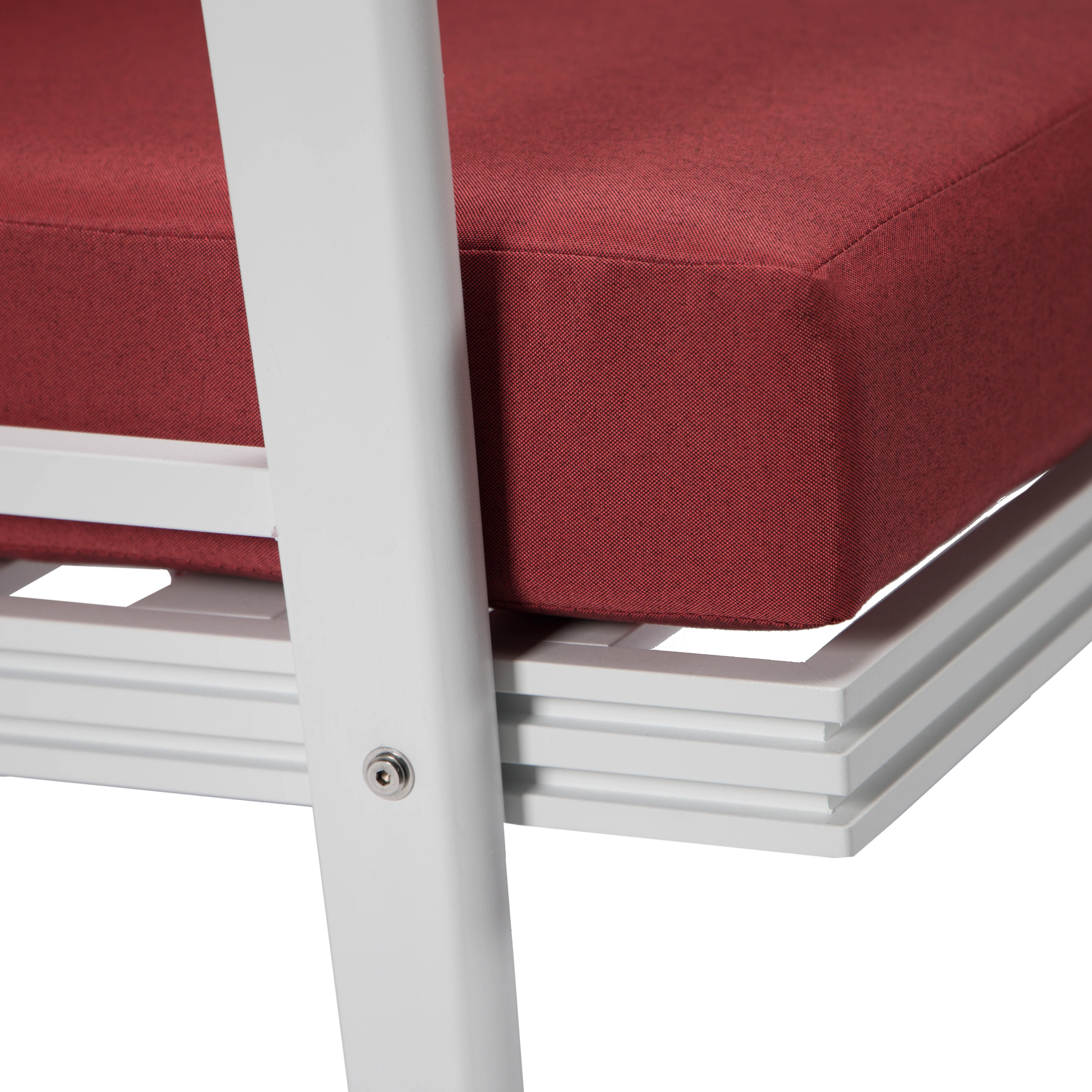 Walbrooke Outdoor Patio White Aluminum Armchairs With Cushions Set Of 2 in Red