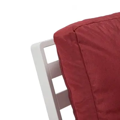 Walbrooke Outdoor Patio White Aluminum Armchairs With Cushions Set Of 2 in Red