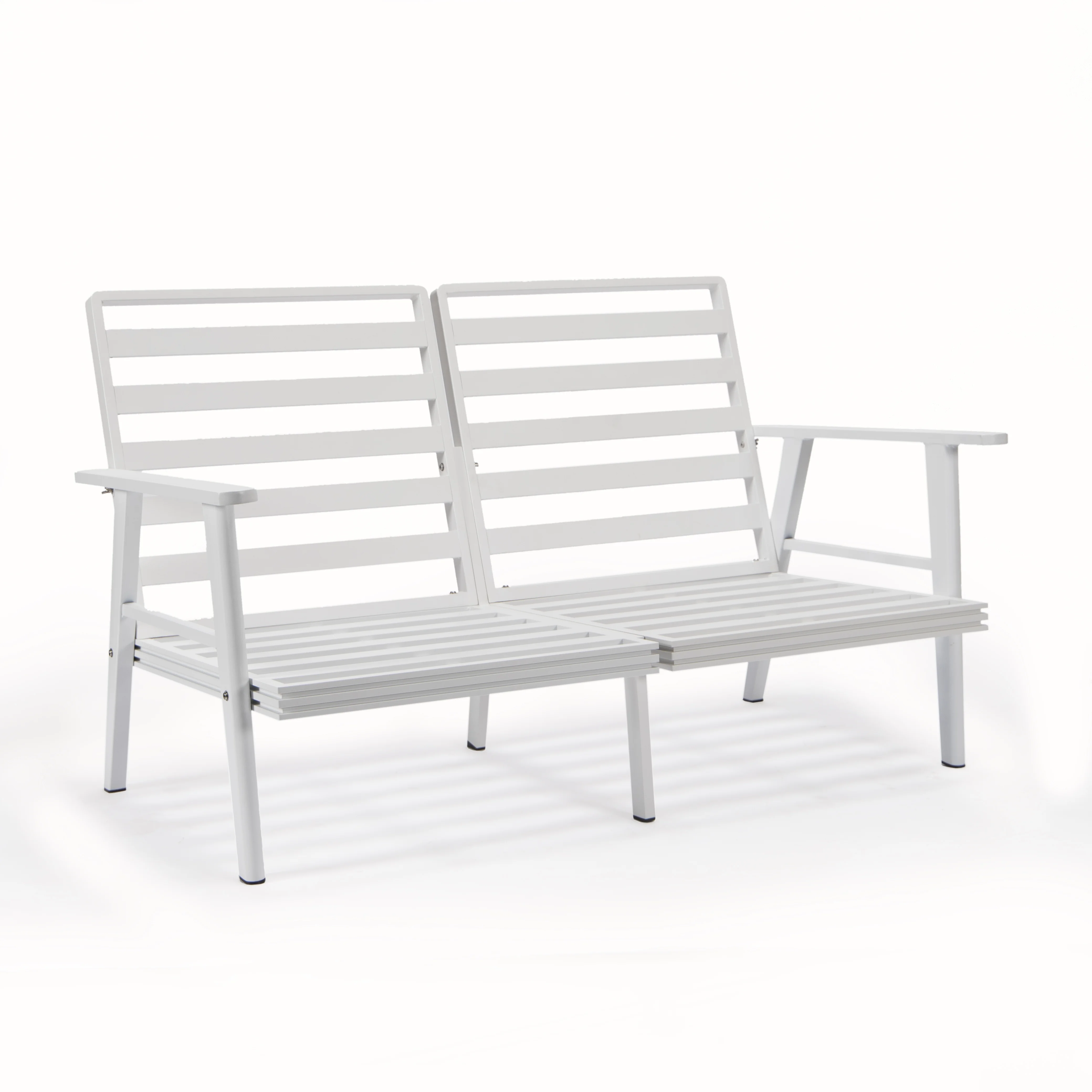 Walbrooke Modern Outdoor Patio Loveseat with White Aluminum Frame and Removable Cushions For Patio and Backyard Garden