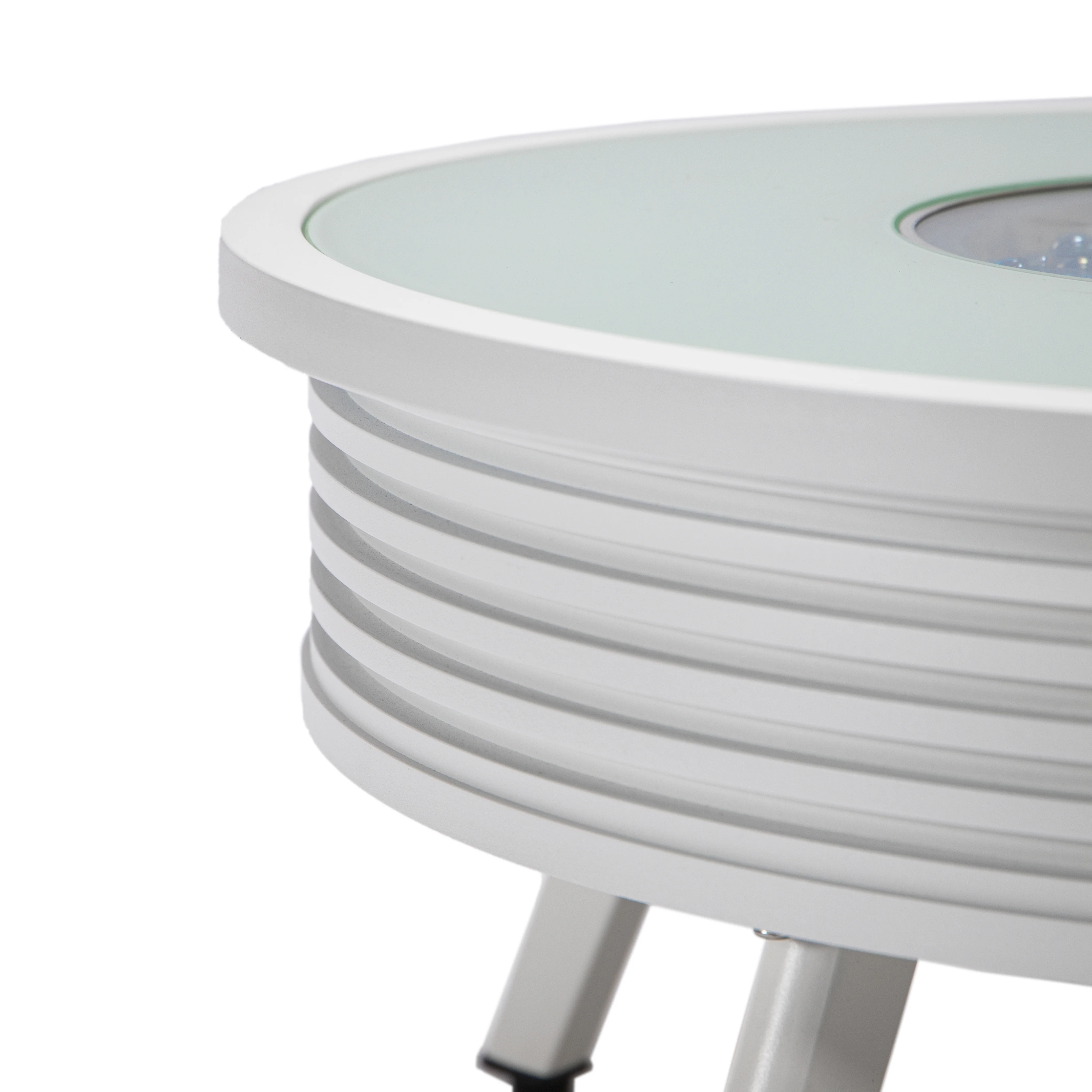 Walbrooke Patio Round Fire Pit and Tank Holder with Slats Design in White