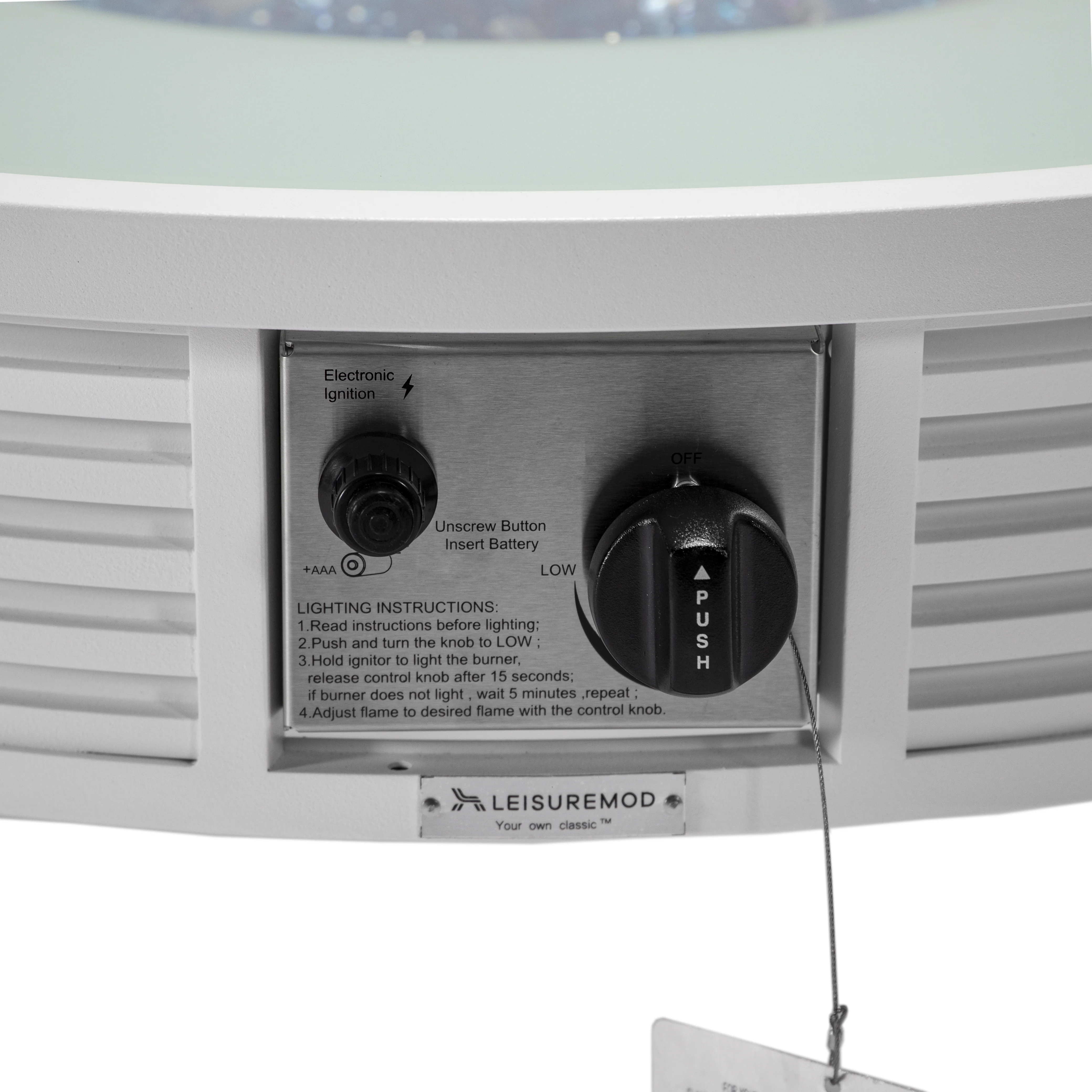 Walbrooke Outdoor Patio Aluminum Round Slats Design Fire Pit Side Table with Lid and Fire Glass for Patio and Backyard Garden