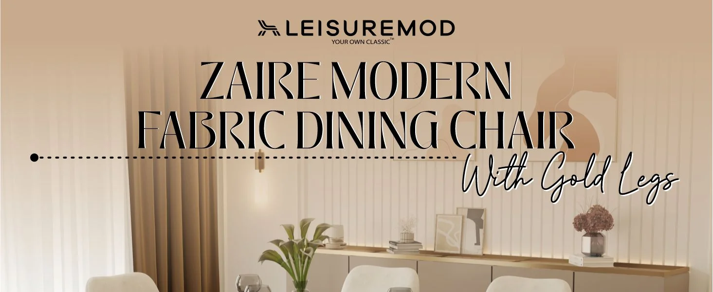 Zaire Collection Modern Dining Chair, Gold Legs and Beige Velvet
