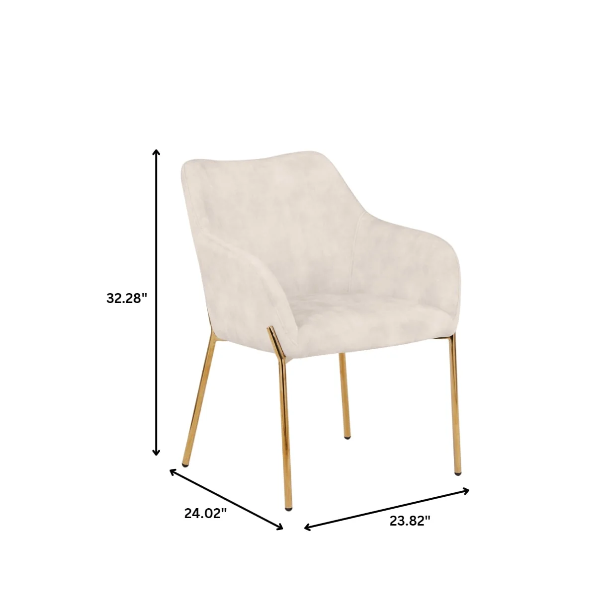 Zaire Collection Modern Dining Chair, Gold Legs and Beige Velvet