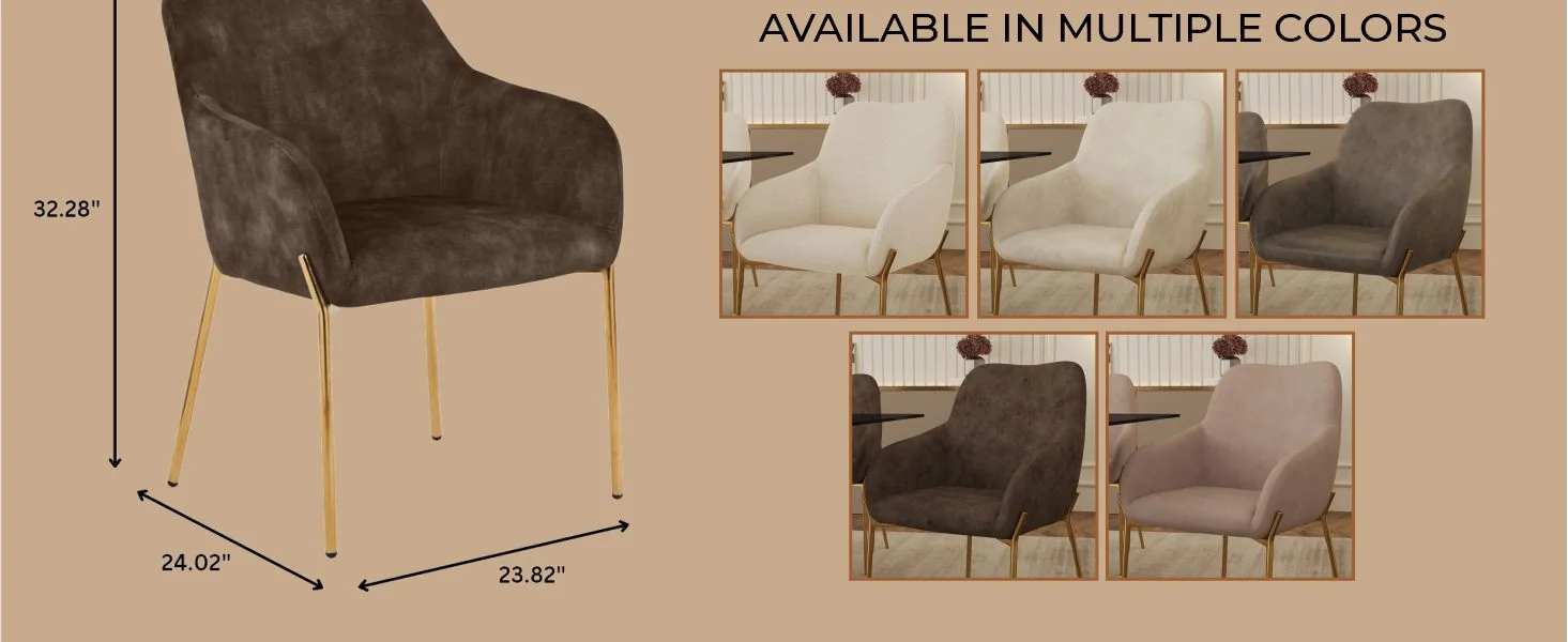 Zaire Collection Modern Dining Chair, Gold Legs and Dark Brown Velvet