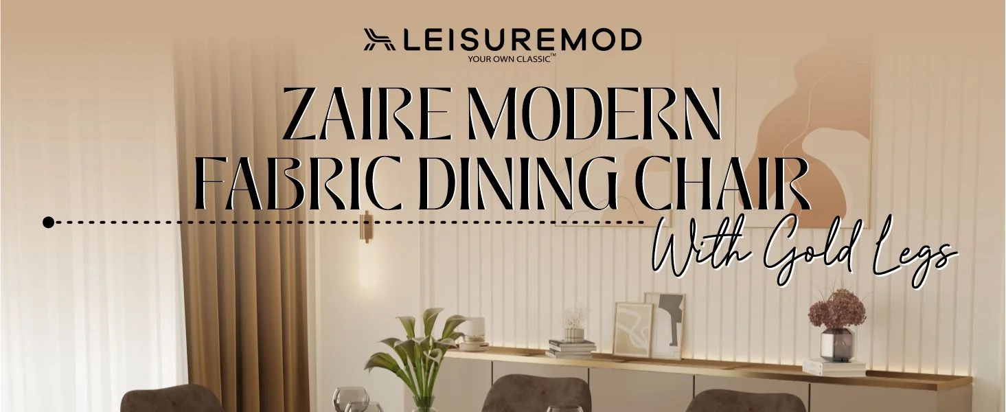 Zaire Collection Modern Dining Chair, Gold Legs and Dark Brown Velvet