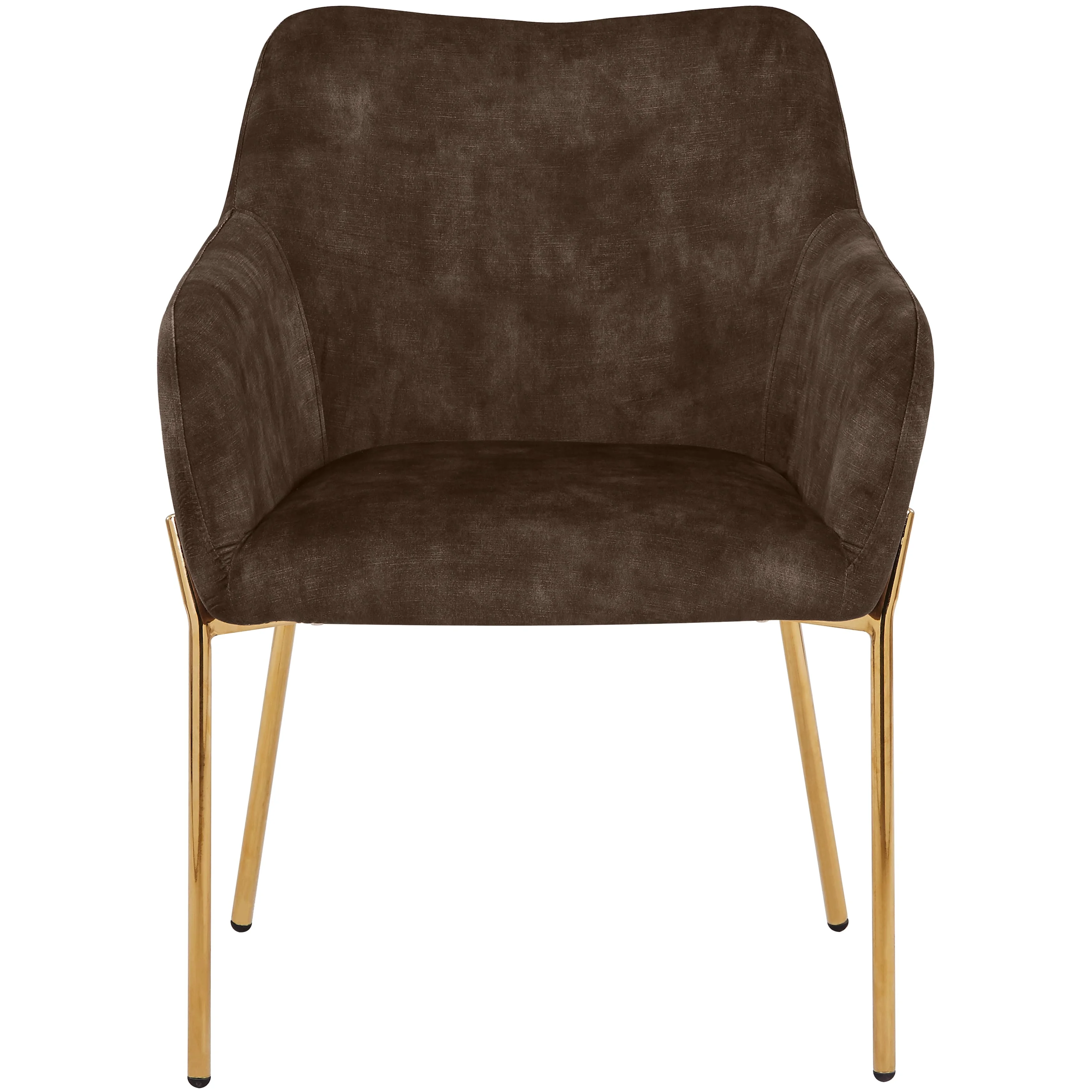 Zaire Collection Modern Dining Chair, Gold Legs and Dark Brown Velvet