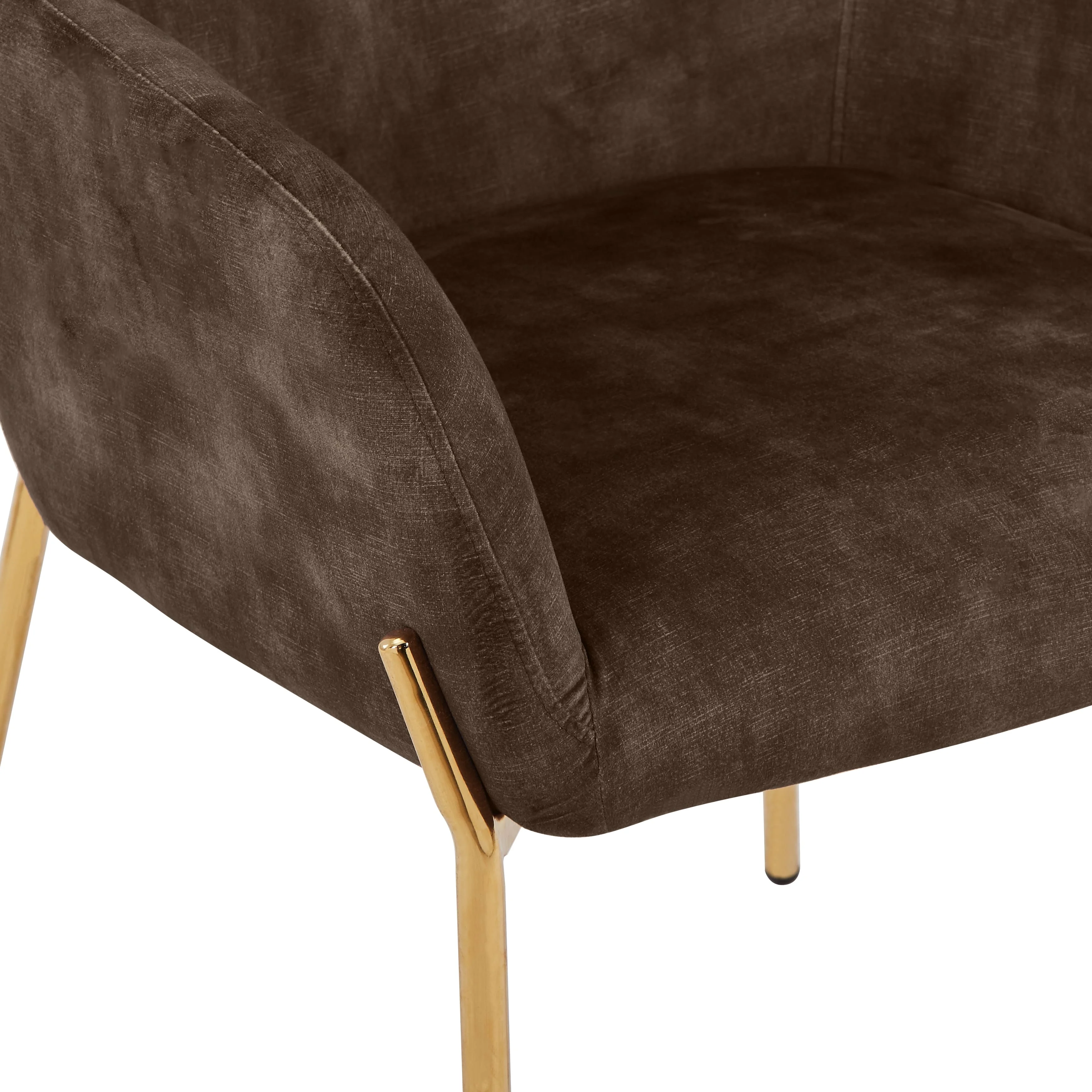Zaire Collection Modern Dining Chair, Gold Legs and Dark Brown Velvet