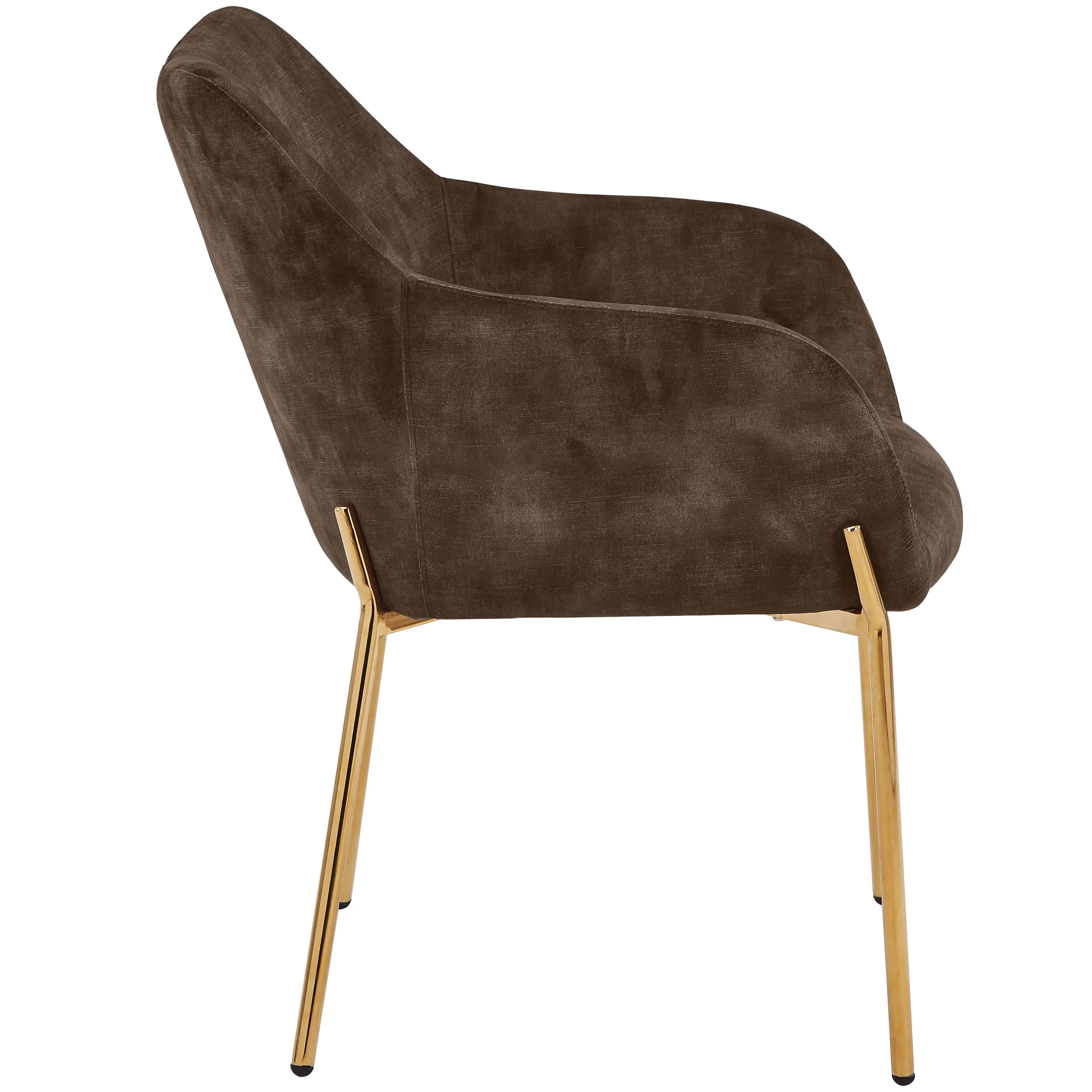 Zaire Collection Modern Dining Chair, Gold Legs and Dark Brown Velvet